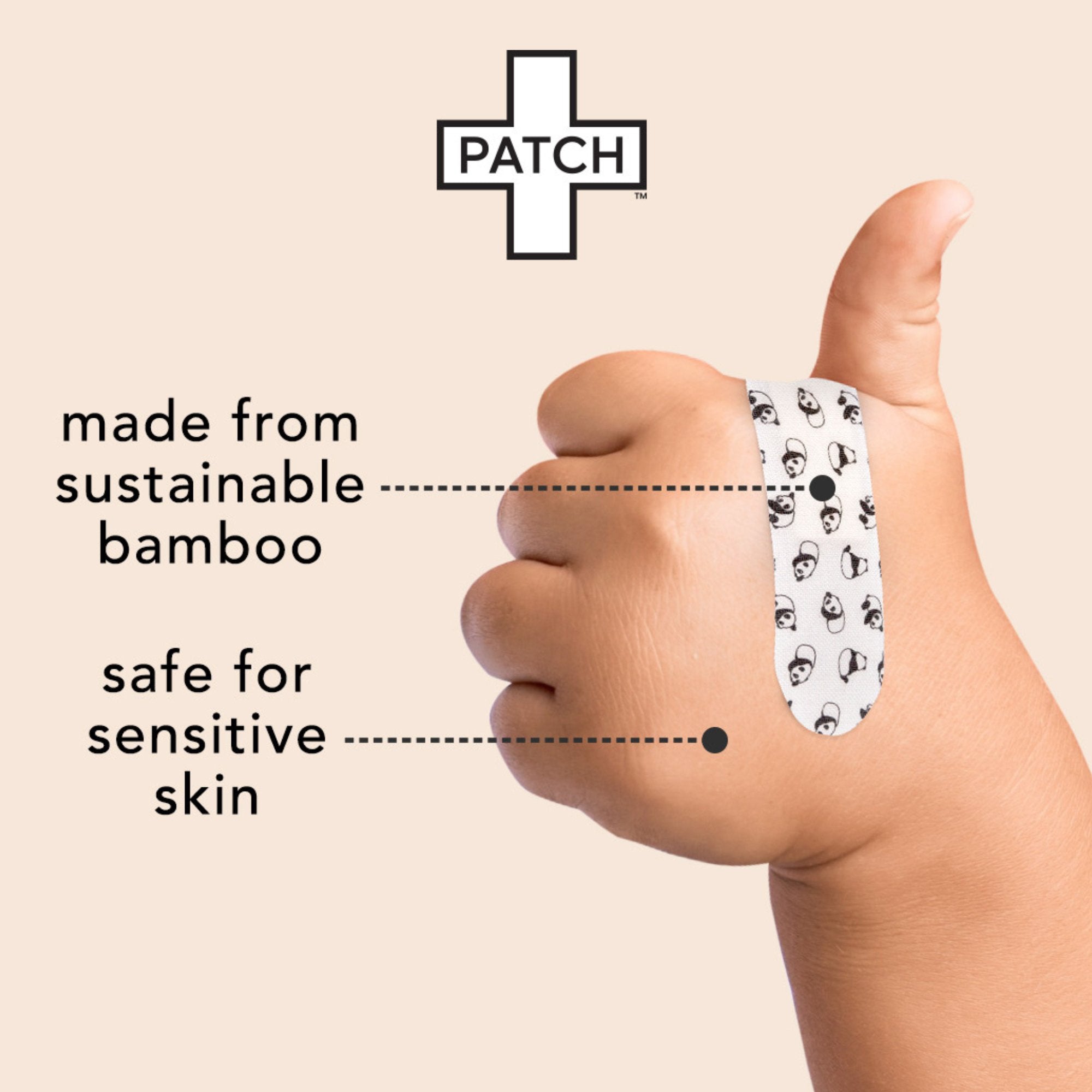 Adhesive Strip Patch™ Kids Bamboo / Coconut Oil Kid Design (Pandas) 2 X 3 Inch / 3 X 3 Inch Sterile - image 5