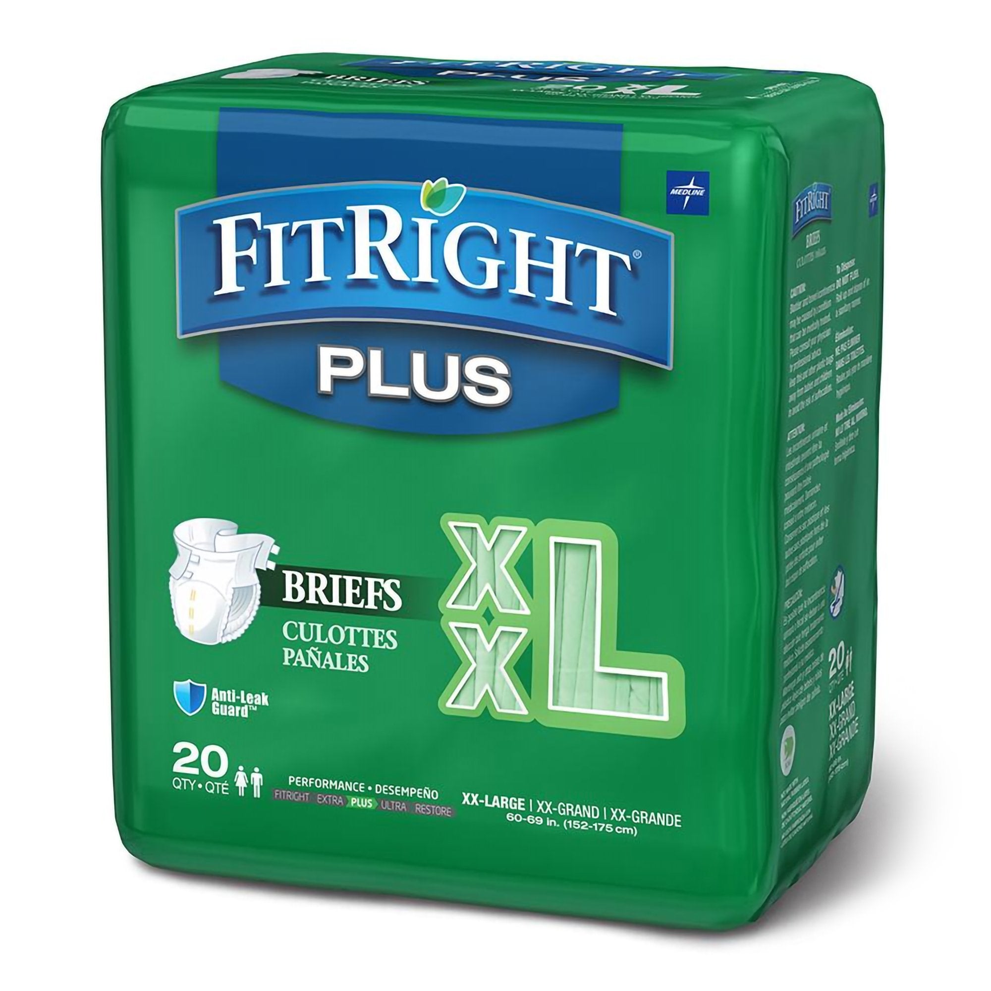 Incontinence Brief FitRight™ Plus Adult 2X-Large Unisex Disposable Moderate Absorbency