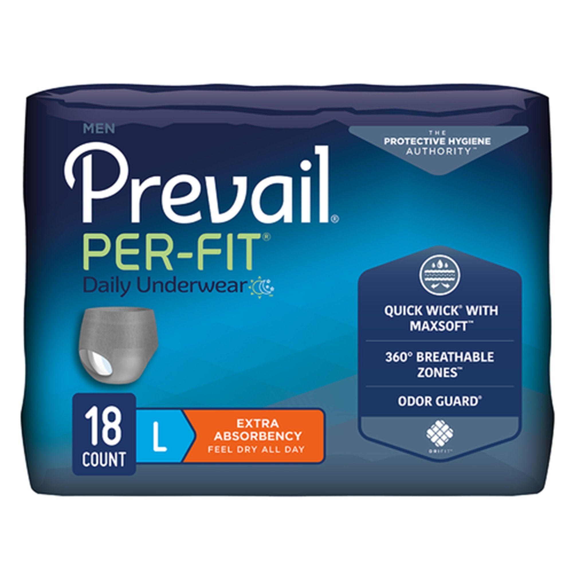 Prevail® Per-Fit® Men Adult Moderate Absorbent Underwear, Large, White