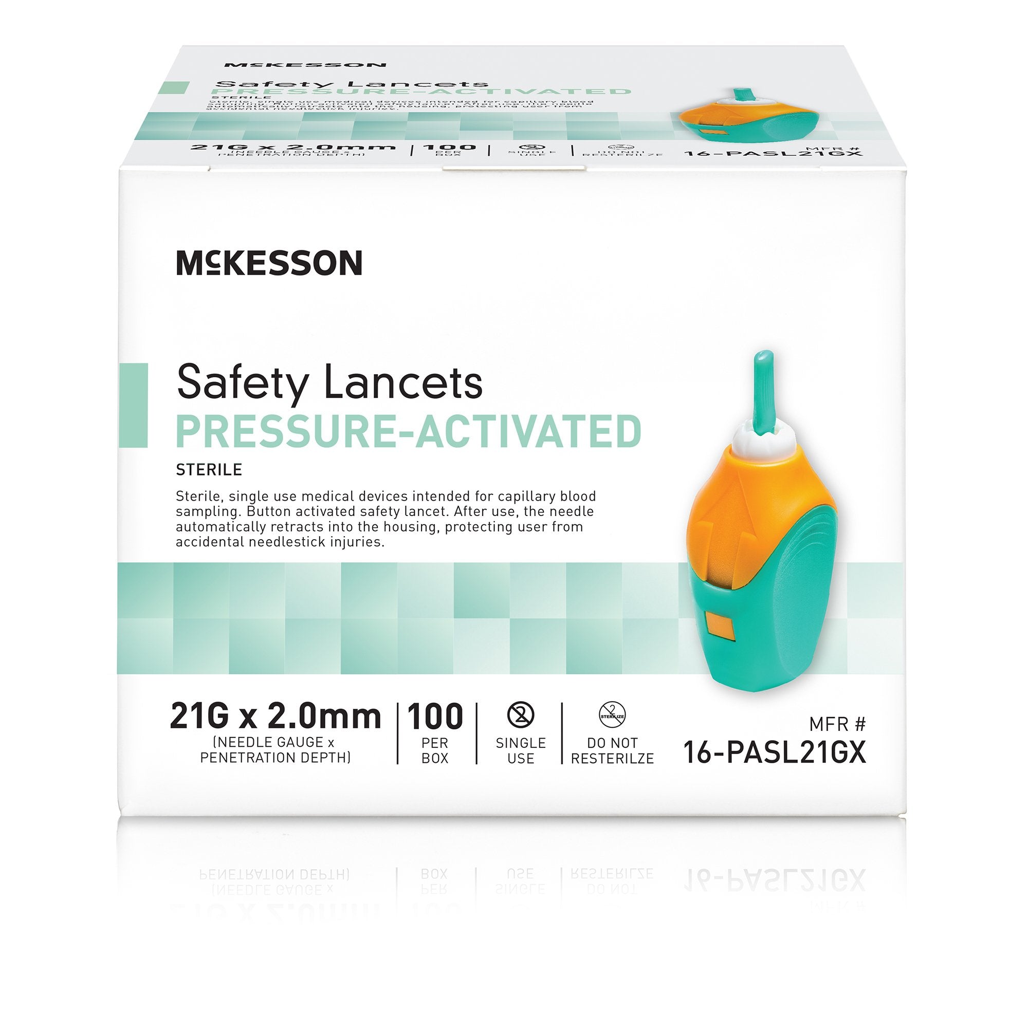 Safety Lancet McKesson 21 Gauge Retractable Pressure Activated Finger - image 2