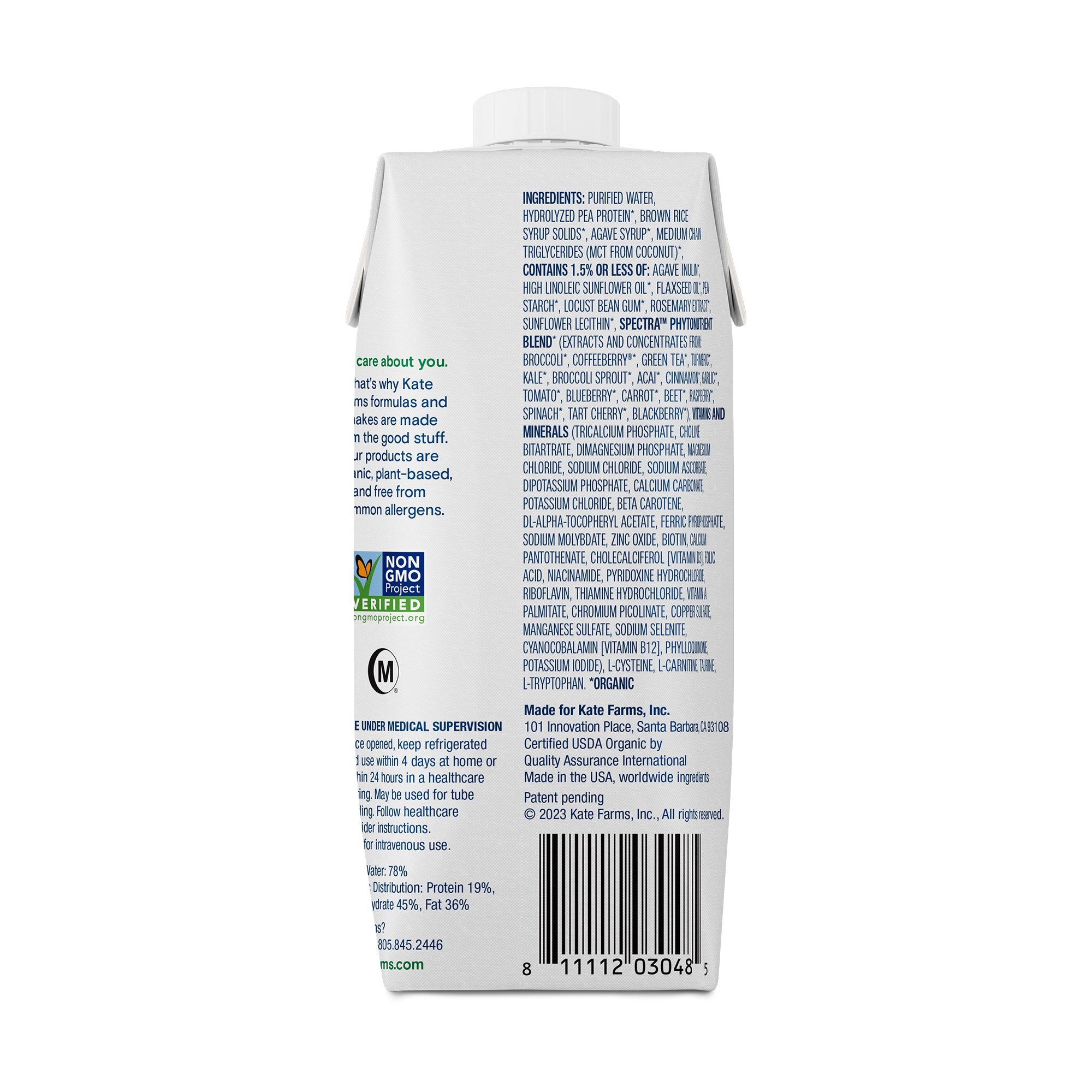 Oral Supplement Kate Farms Peptide 1.0 Plain Flavor Liquid 11 oz. Carton - image 2