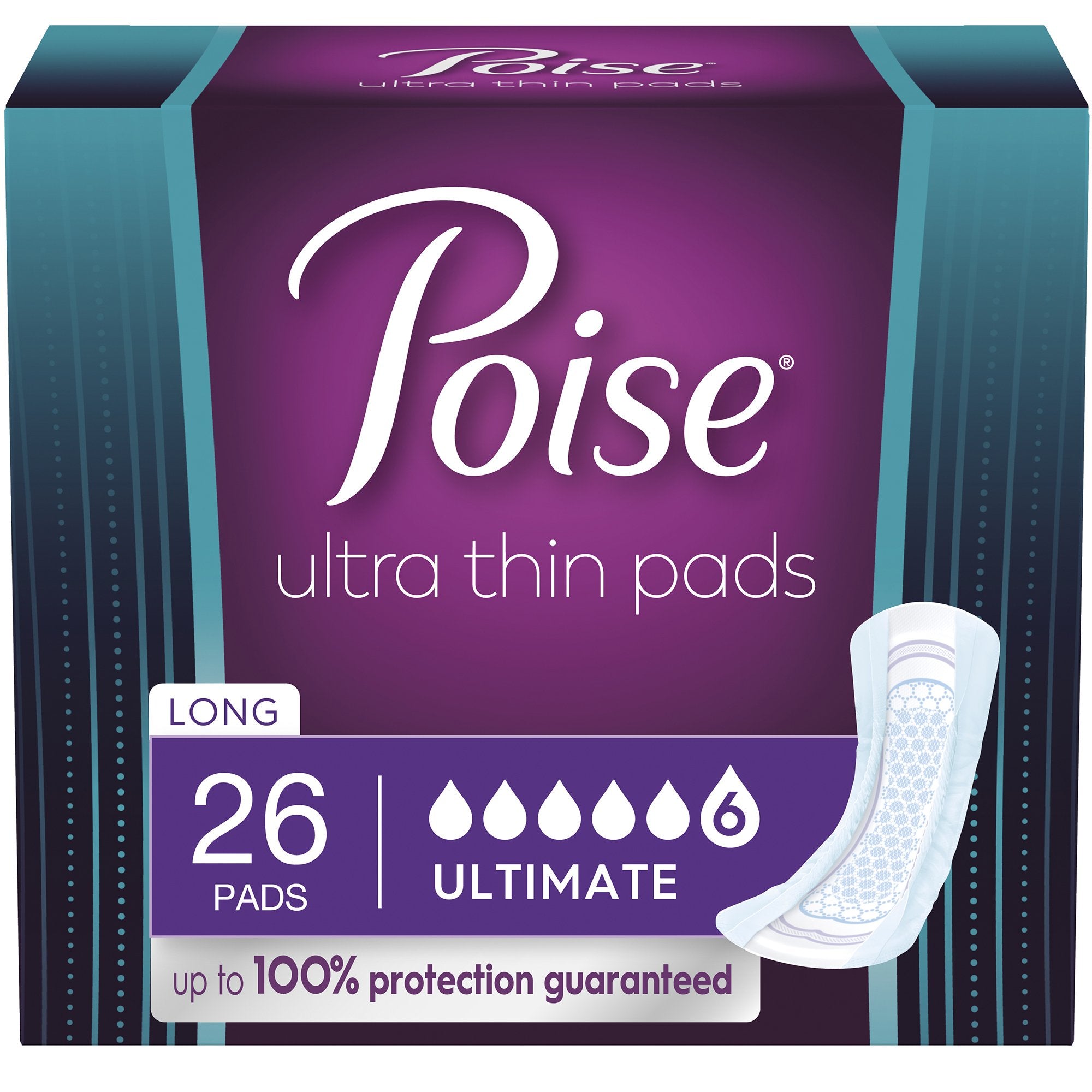 Bladder Control Pad Poise® Ultra Thin Ultimate 15.9 Inch Length Heavy Absorbency Sodium Polyacrylate Core One Size Fits Most