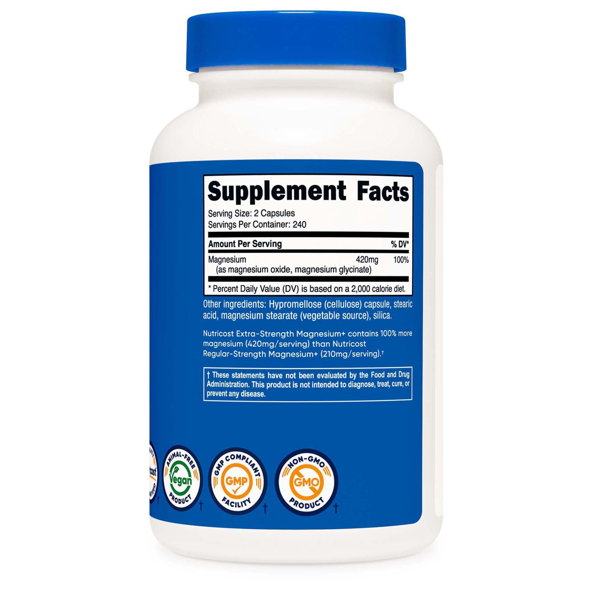 Dietary Supplement nutricost® Magnesium + XS 420 mg Strength Capsule 240 Per Bottle - image 3