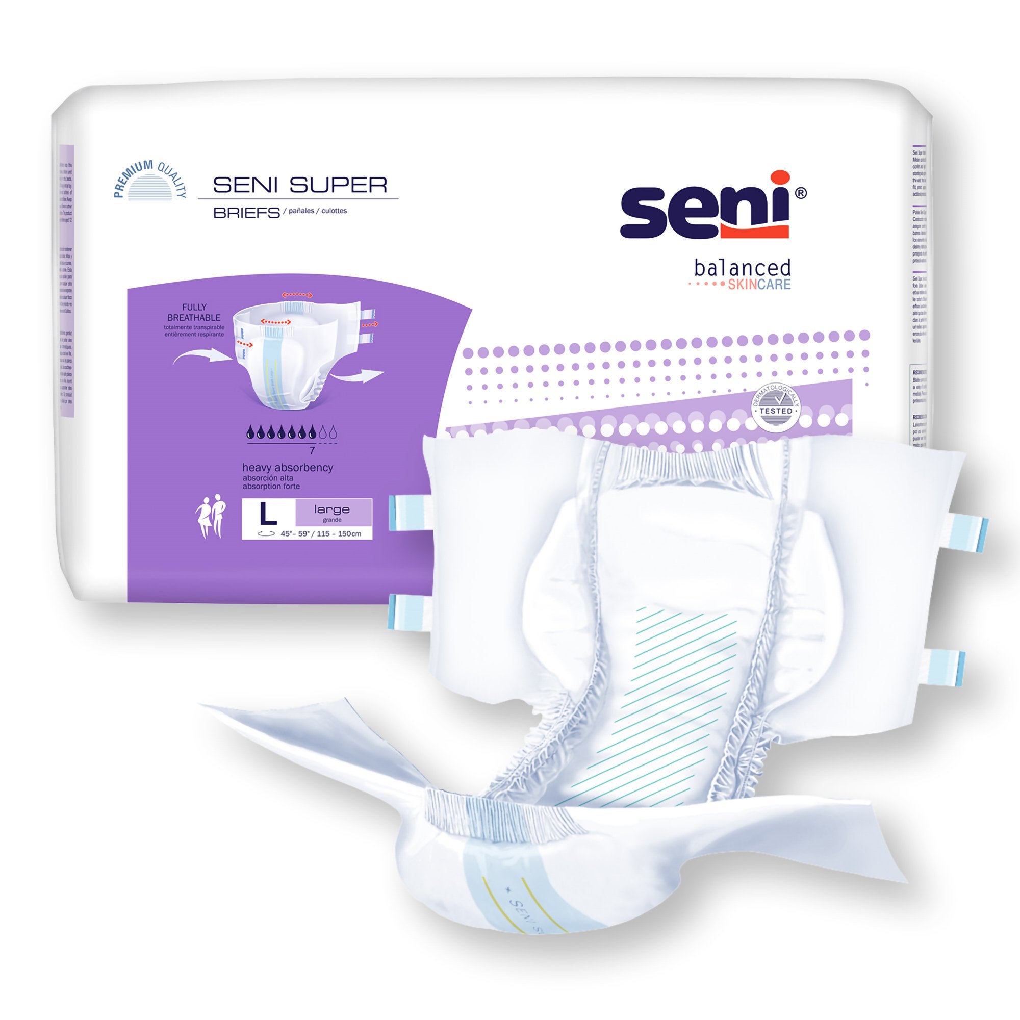 Incontinence Brief Seni® Super Adult Large Unisex Disposable Heavy Absorbency - image 5