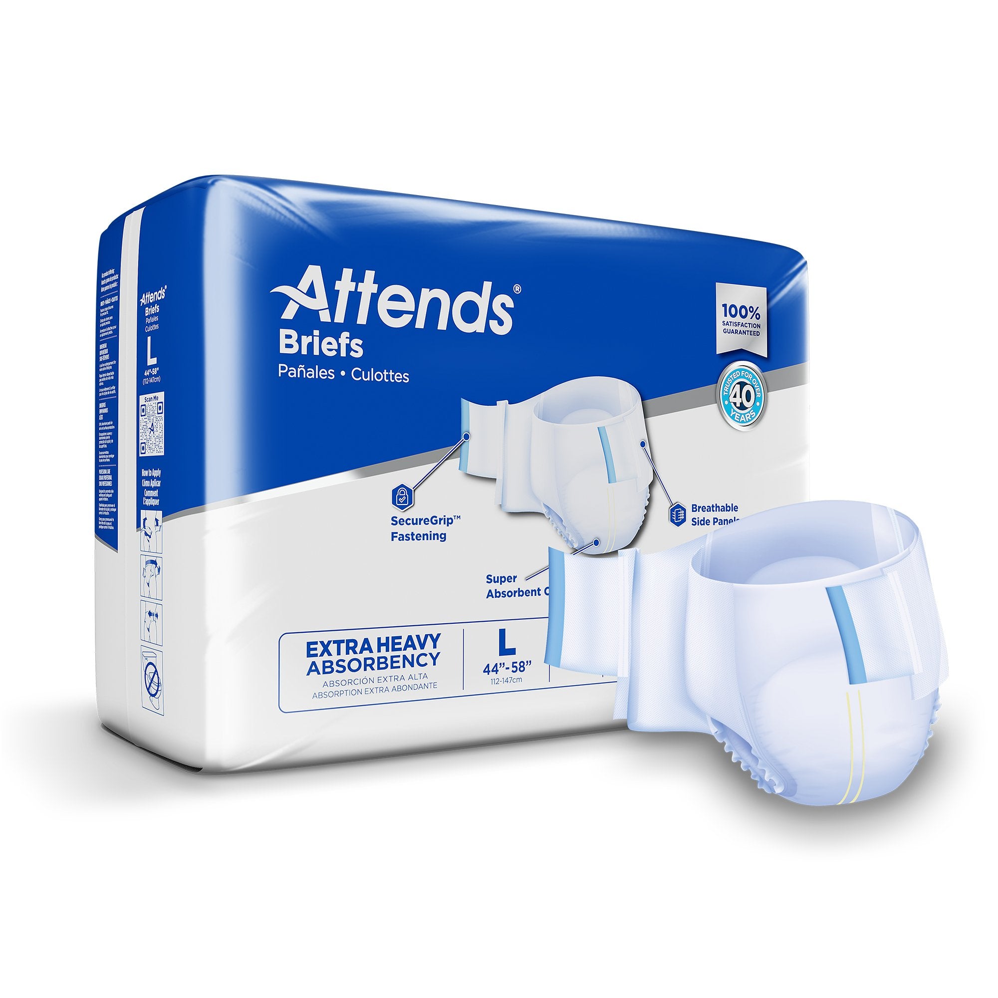 Incontinence Brief Attends® Care Advanced Adult Large Unisex Disposable Heavy Absorbency