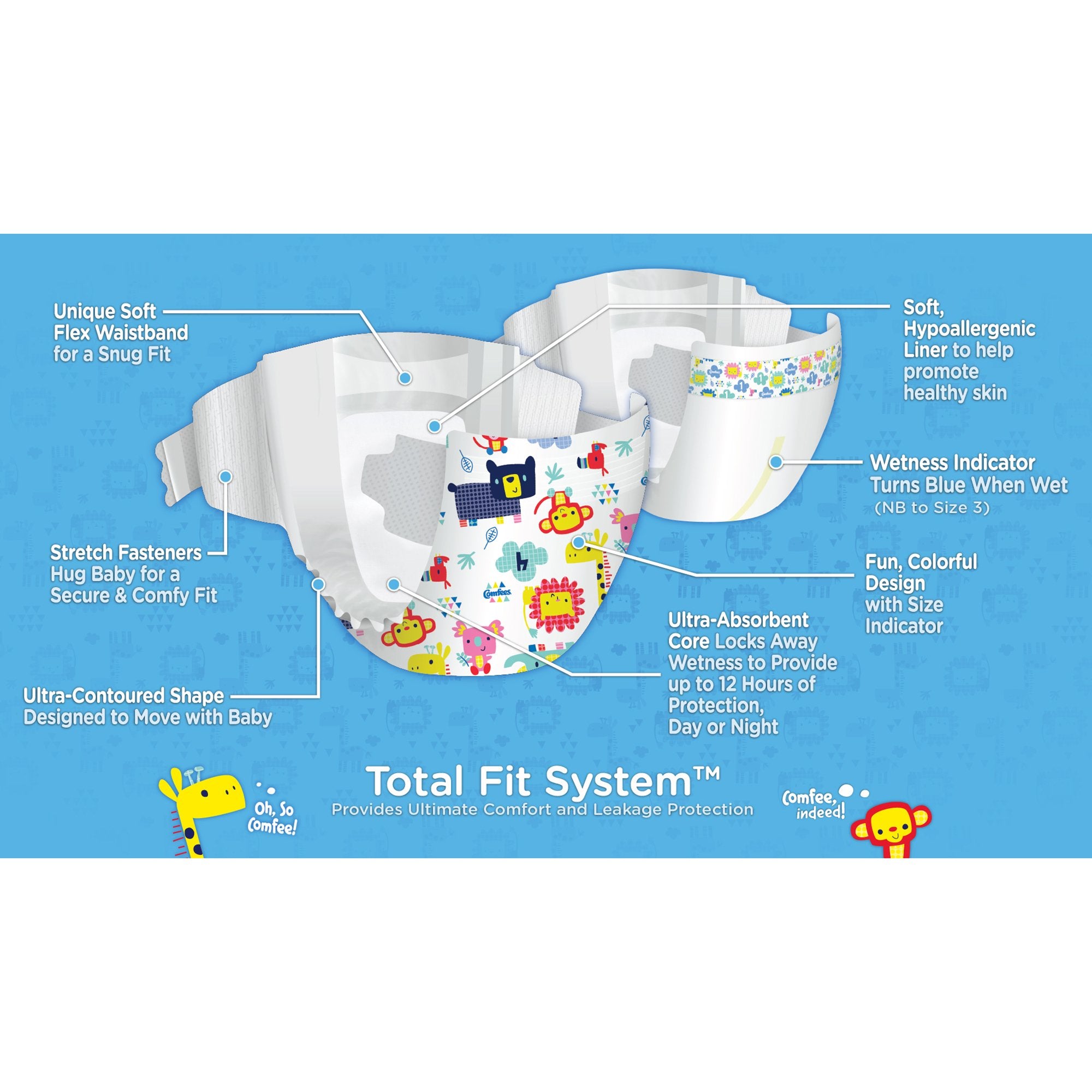 Unisex Baby Diaper Comfees® Newborn Disposable Moderate Absorbency - image 5