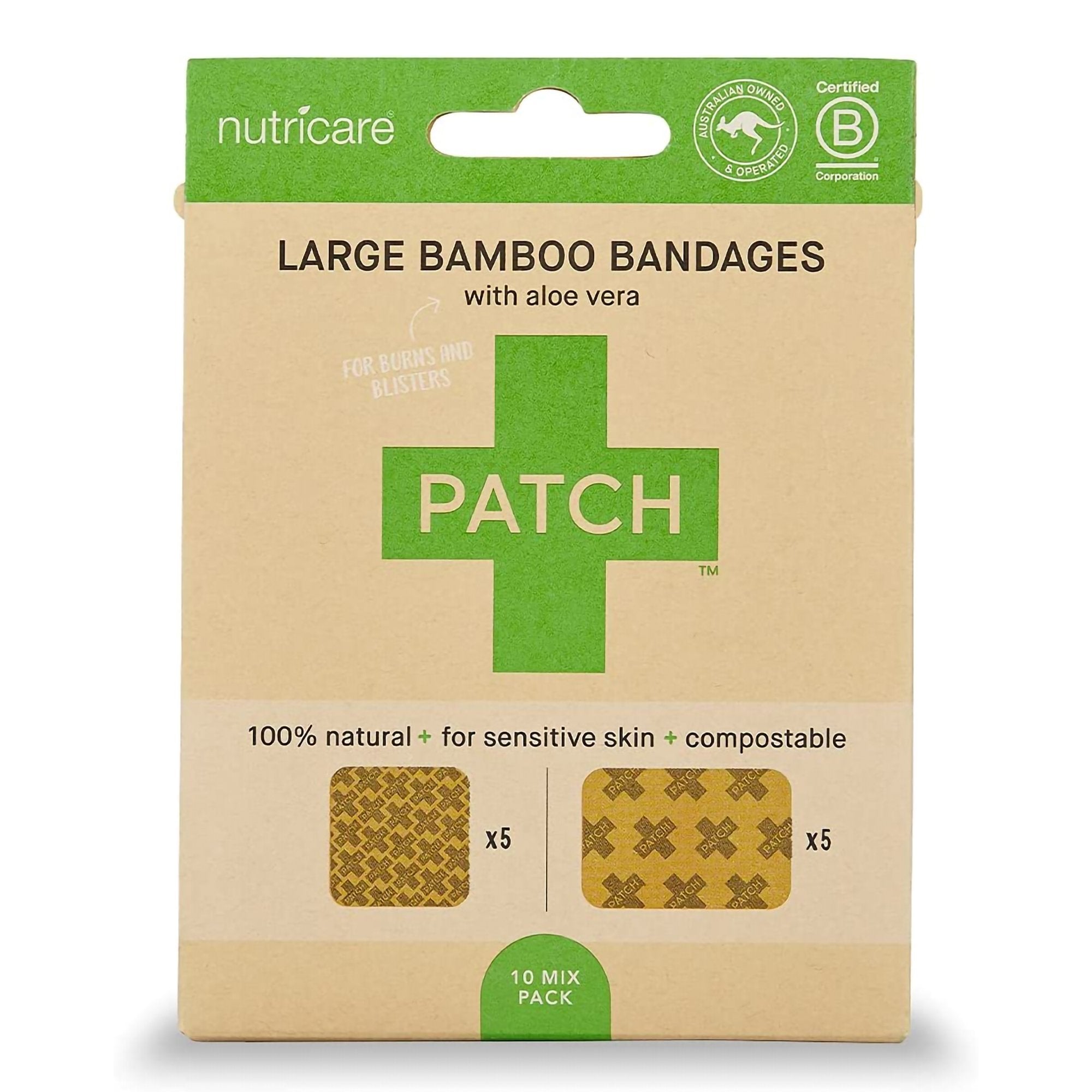 Adhesive Strip Patch™ Bamboo / Aloe Vera Tan 2 X 3 Inch / 3 X 3 Inch Sterile