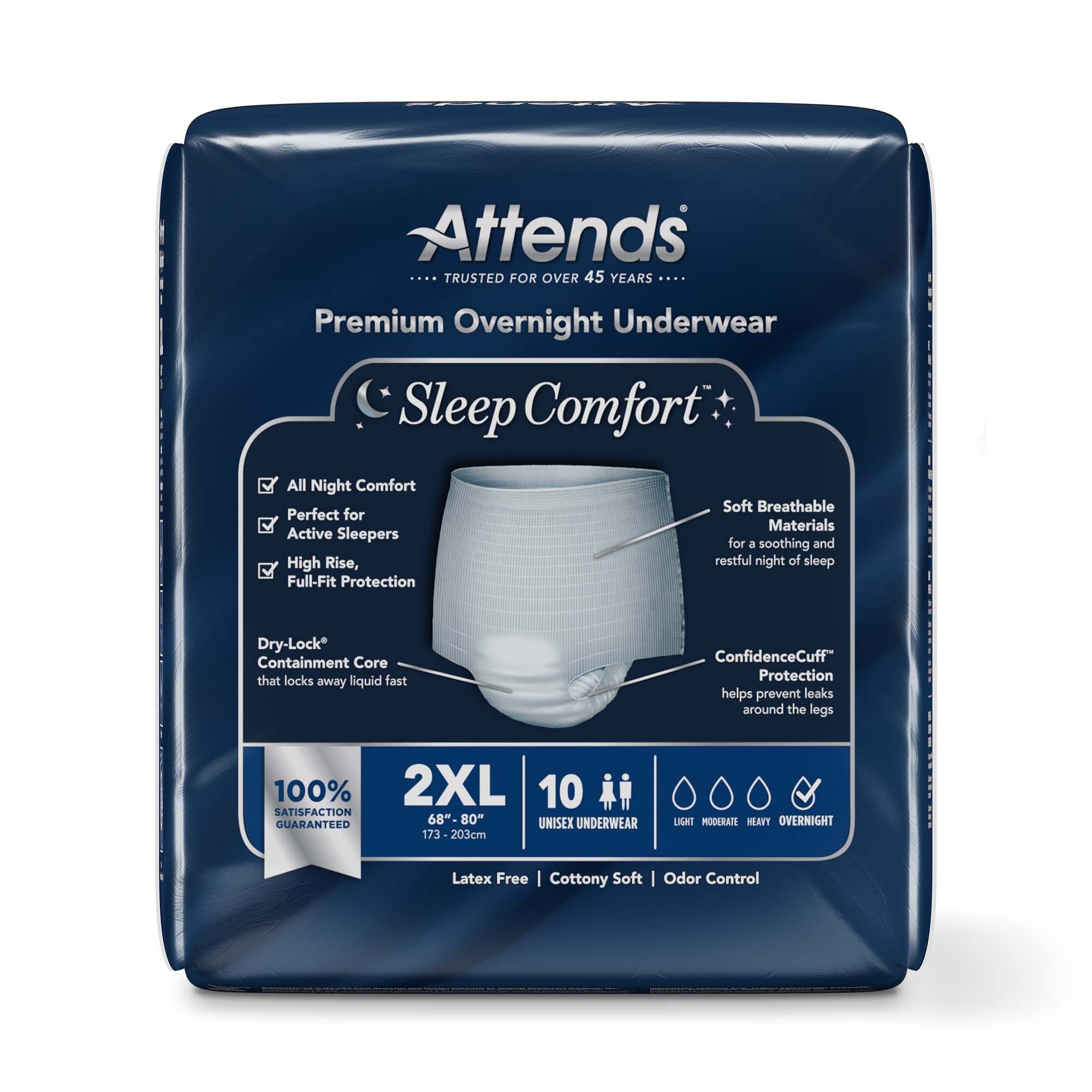 Absorbent Underwear Attends Sleep Comfort Premium Overnight Pull On with Tear Away Seams Adult 2X-Large Unisex Disposable Heavy Absorbency - image 4