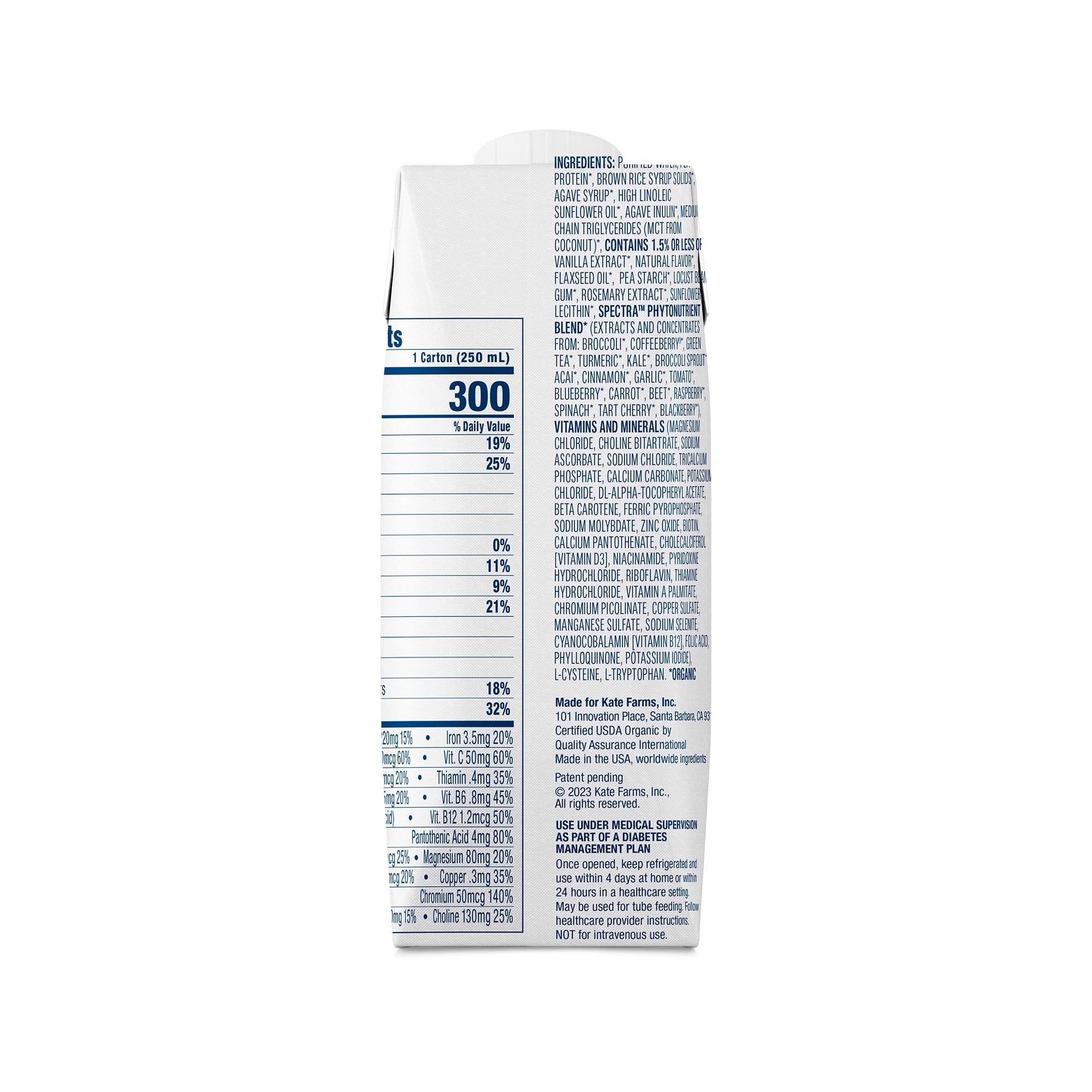 Oral Supplement Kate Farms Glucose Support 1.2 Vanilla Flavor Liquid 8.45 oz. Carton - image 2
