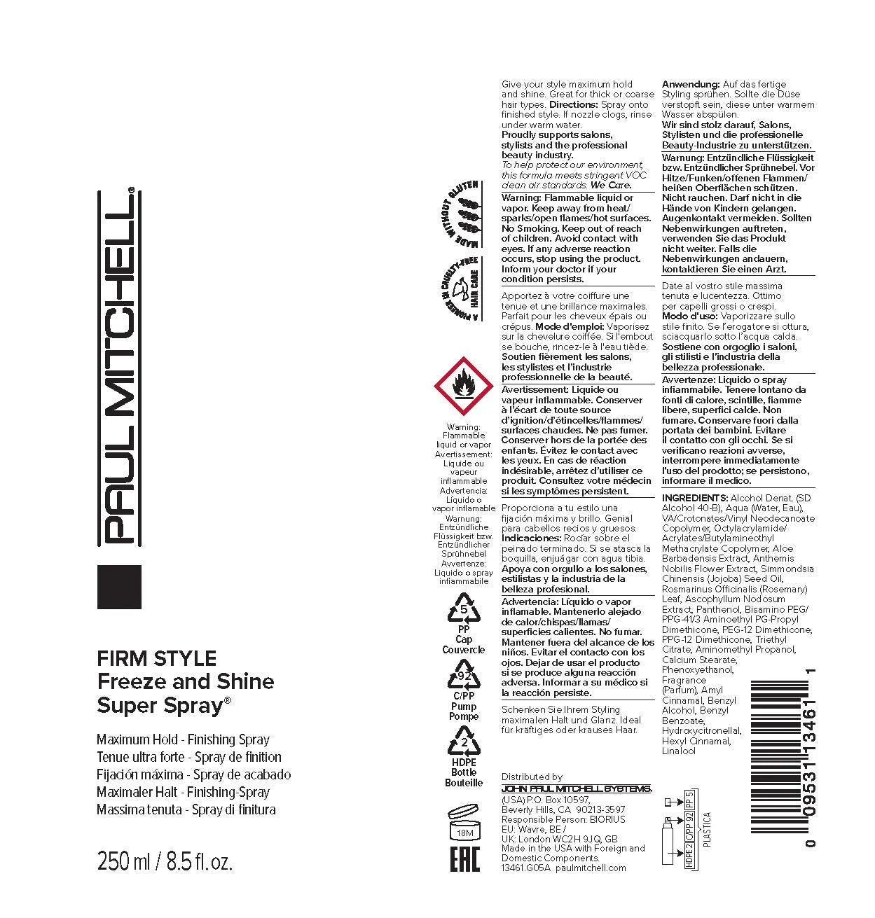 Paul Mitchell Freeze and Shine Super Spray, 8.5 Oz.