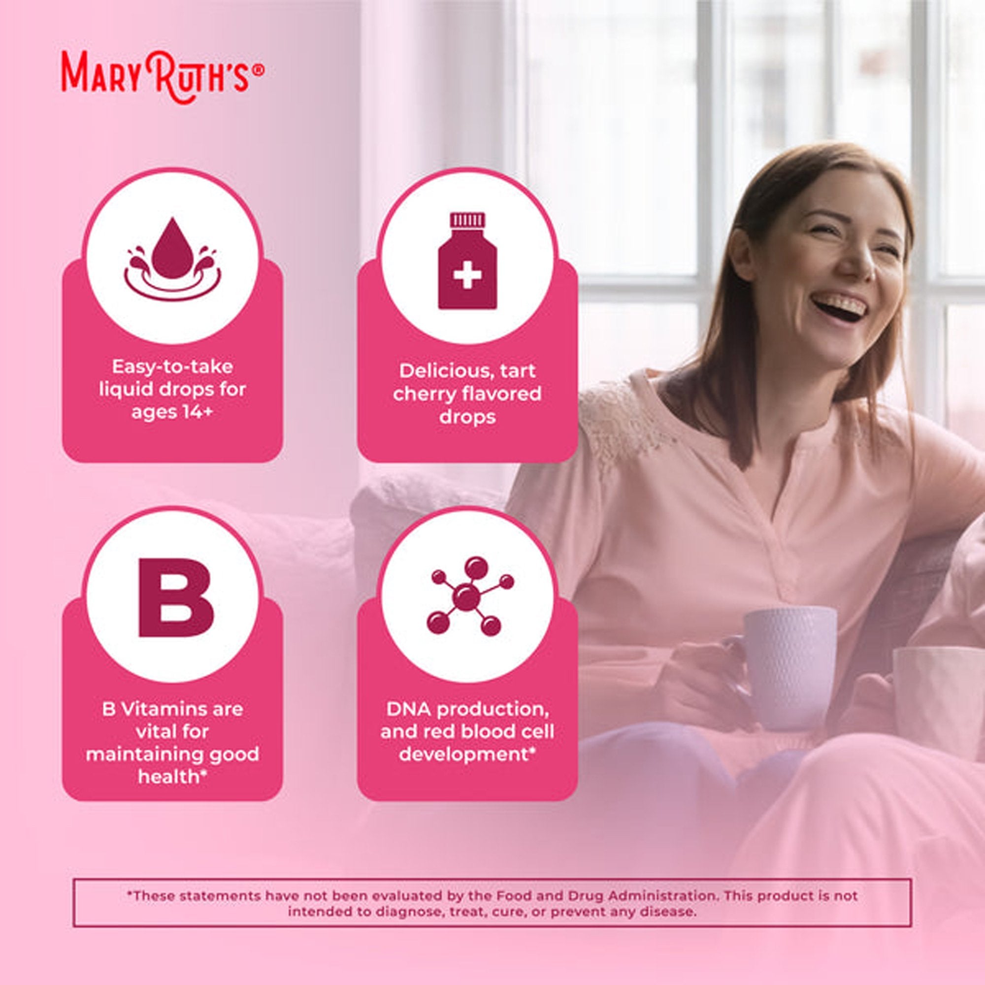 Dietary Supplement Mary Ruth's® Vegan B-Complex Niacin / Vitamin B6 / Folate / B12 / Biotin 2 mg - 2 mg - 400 mcg - 1,500 mcg - 2,500 mcg Strength Drop 1 oz. Cherry Flavor - image 8