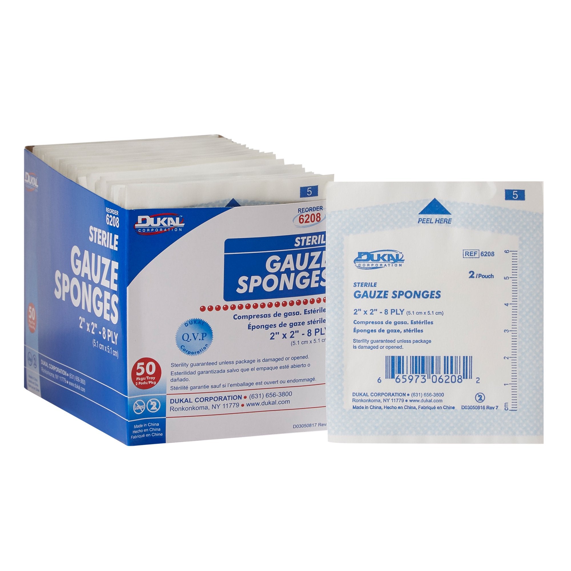 Dukal™ Sterile Gauze Sponge, 2 x 2 Inch, 8-Ply