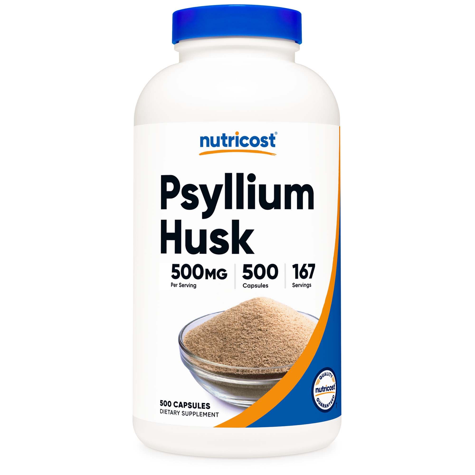 Dietary Supplement nutricost® Psyllium Husk 500 mg Strength Capsule 500 Per Bottle