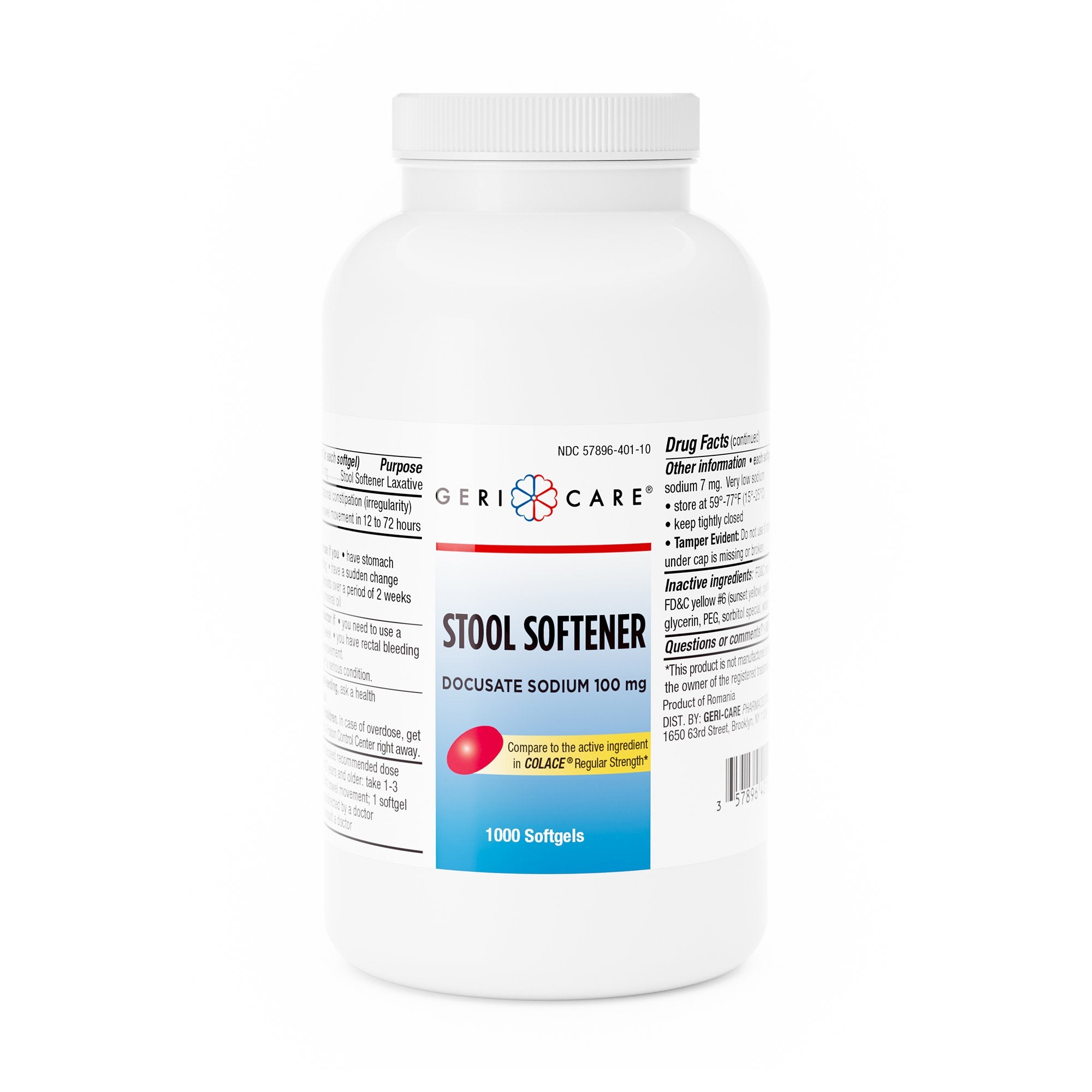 Stool Softener Geri-Care® Softgel 1,000 per Bottle 100 mg Strength Docusate Sodium - image 3