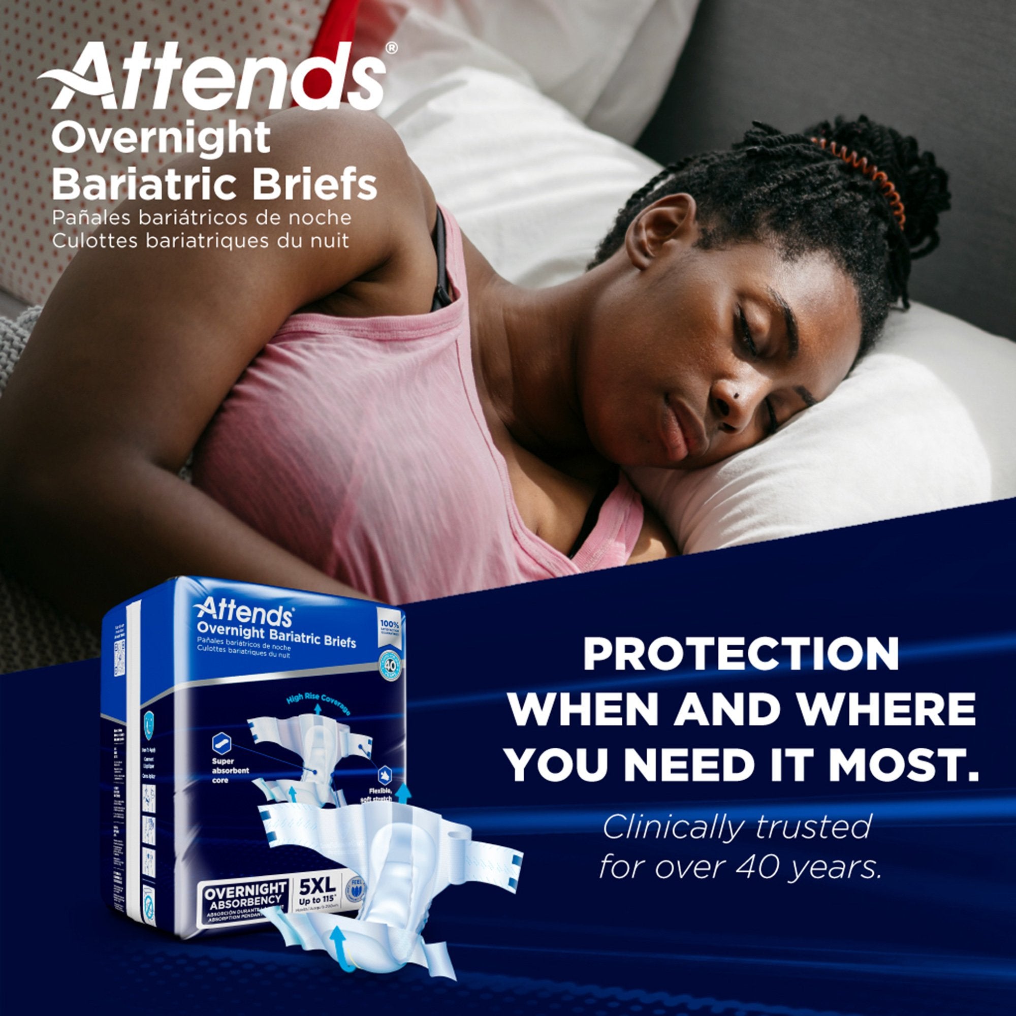 Incontinence Brief Attends® Overnight Bariatric Adult 5X-Large Unisex Disposable Heavy Absorbency - image 3