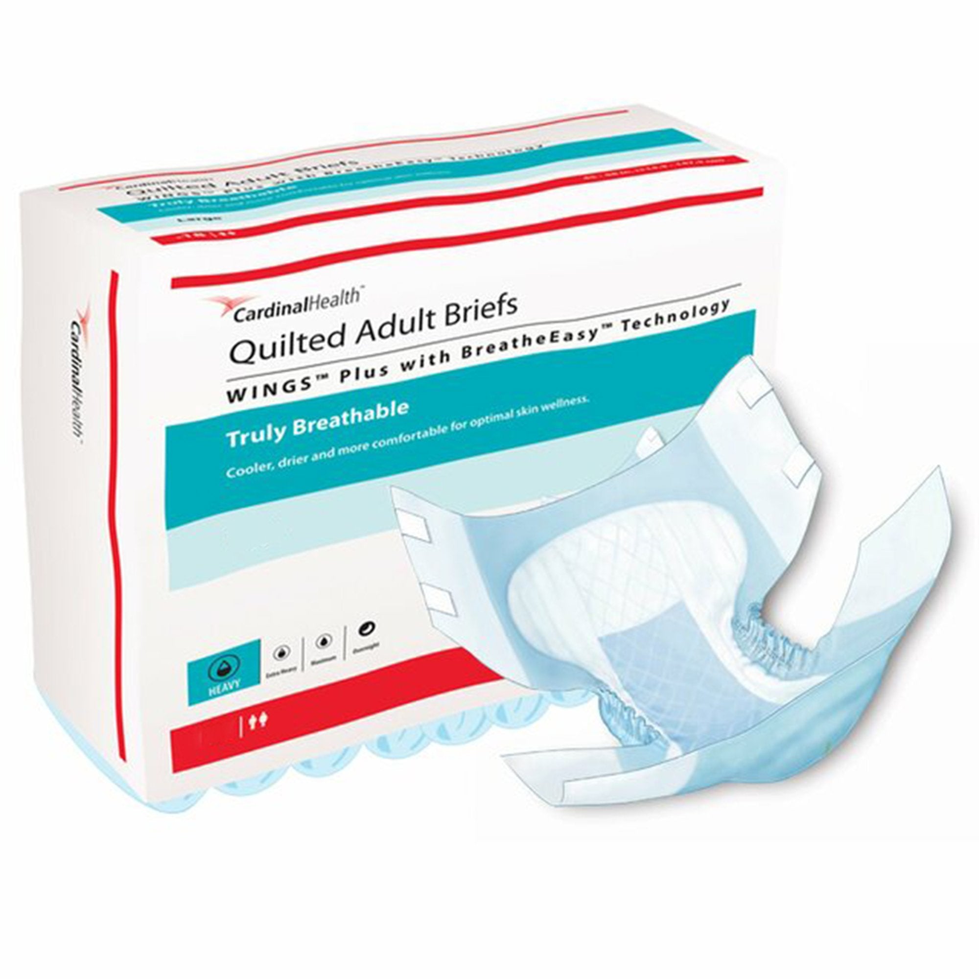 Incontinence Brief Wings™ Quilted Plus with BreatheEasy™ Technology Adult X-Large Unisex Disposable Heavy Absorbency