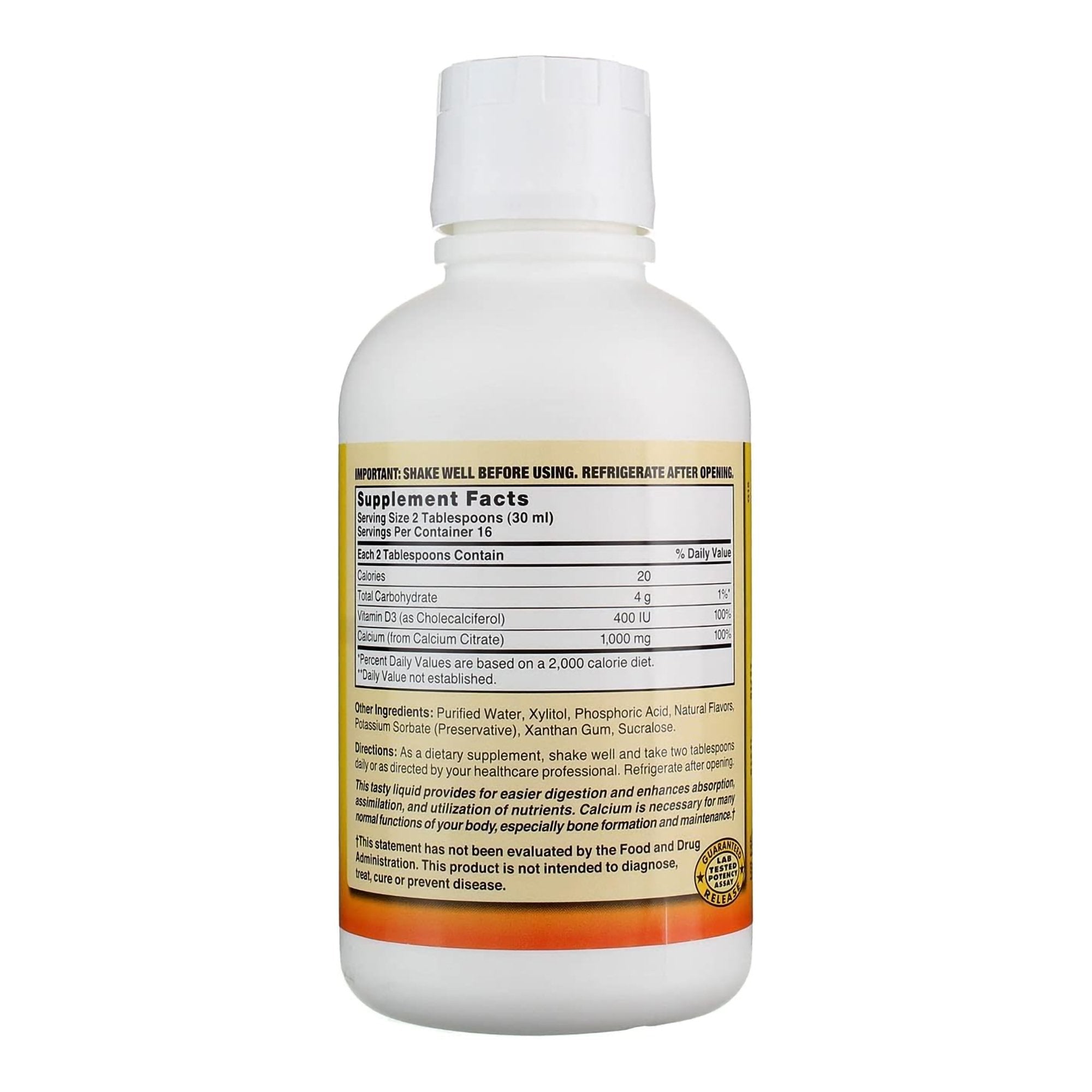 Joint Health Supplement Nature's Blend Calcium Citrate / Vitamin D3 1,000 mg Strength Liquid 16 oz. Blueberry Flavor - image 2