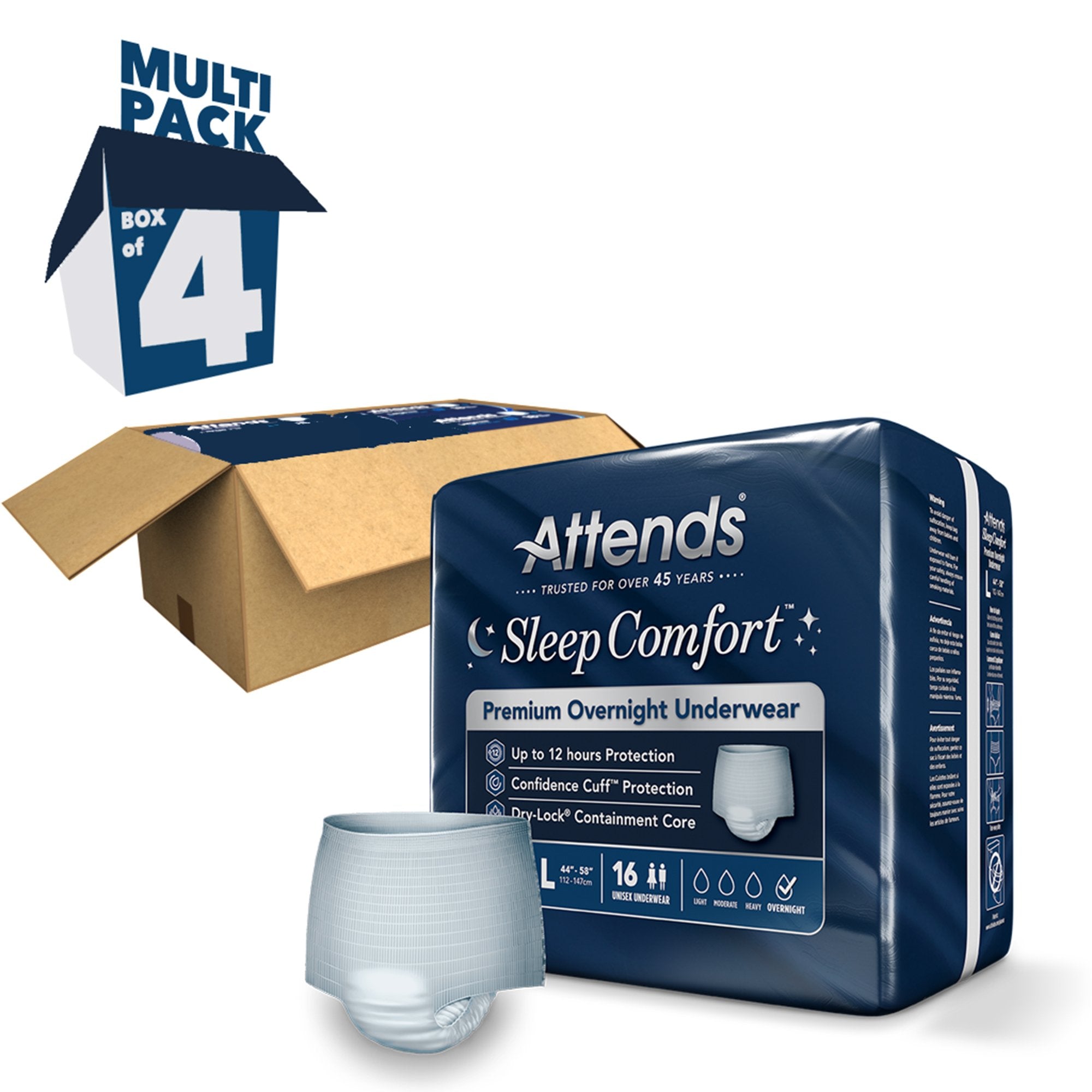 Absorbent Underwear Attends Sleep Comfort Premium Overnight Pull On with Tear Away Seams Adult Large Unisex Disposable Heavy Absorbency - image 10