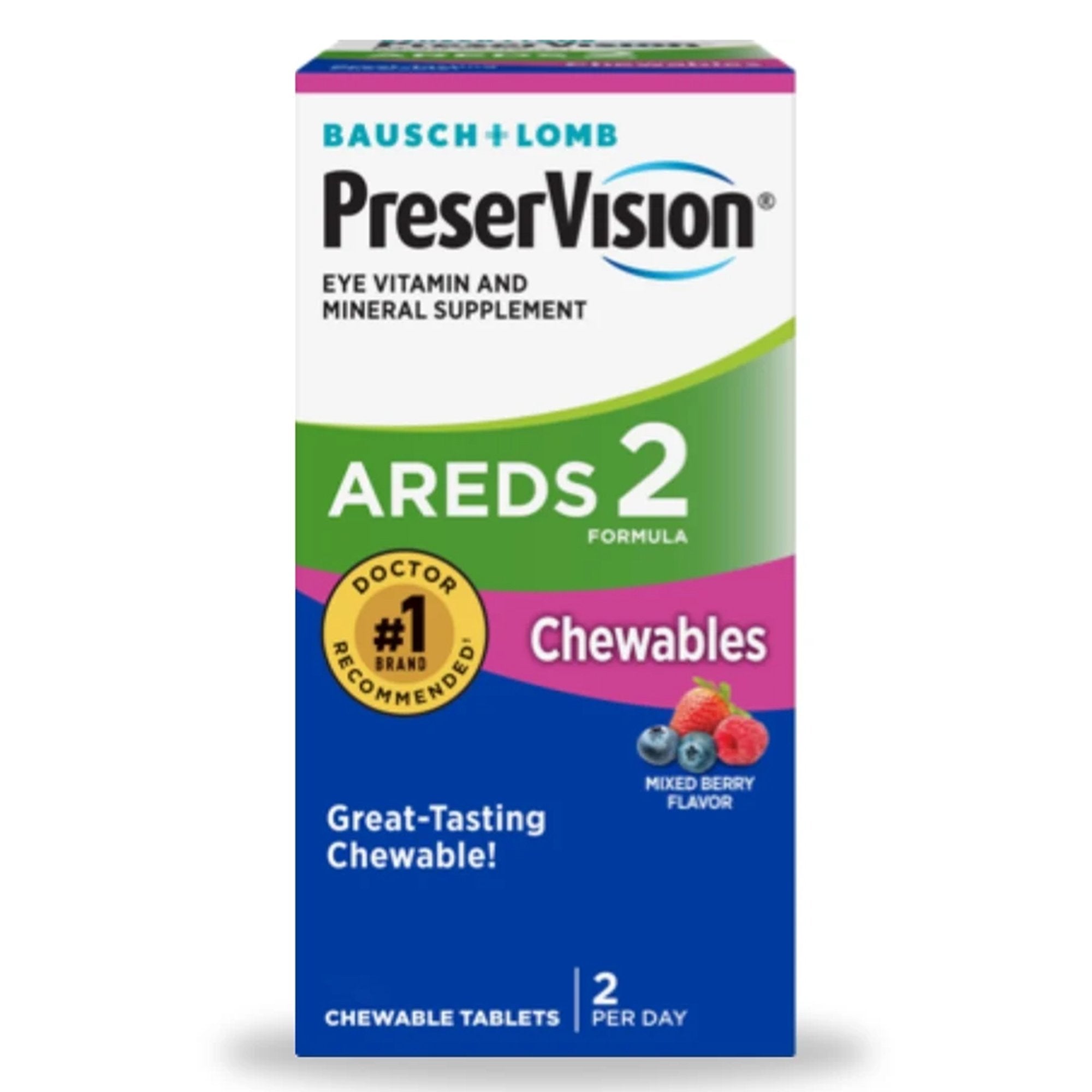 Bausch + Lomb PreserVision AREDS 2 Chewables, Mixed Berry Flavor