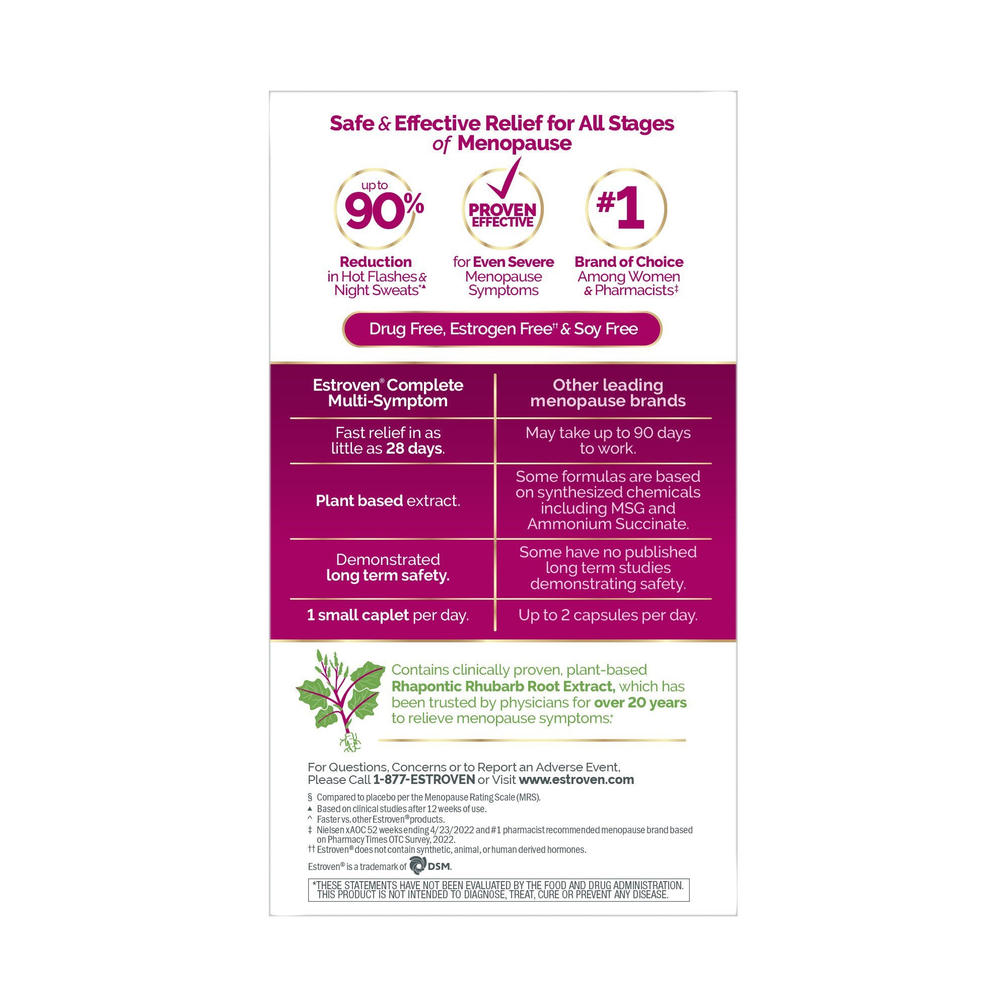 Dietary Supplement Estroven® Complete Care Rhaponic Rhubarb Root Extract 4 mg Strength Caplet 28 per Box - image 4