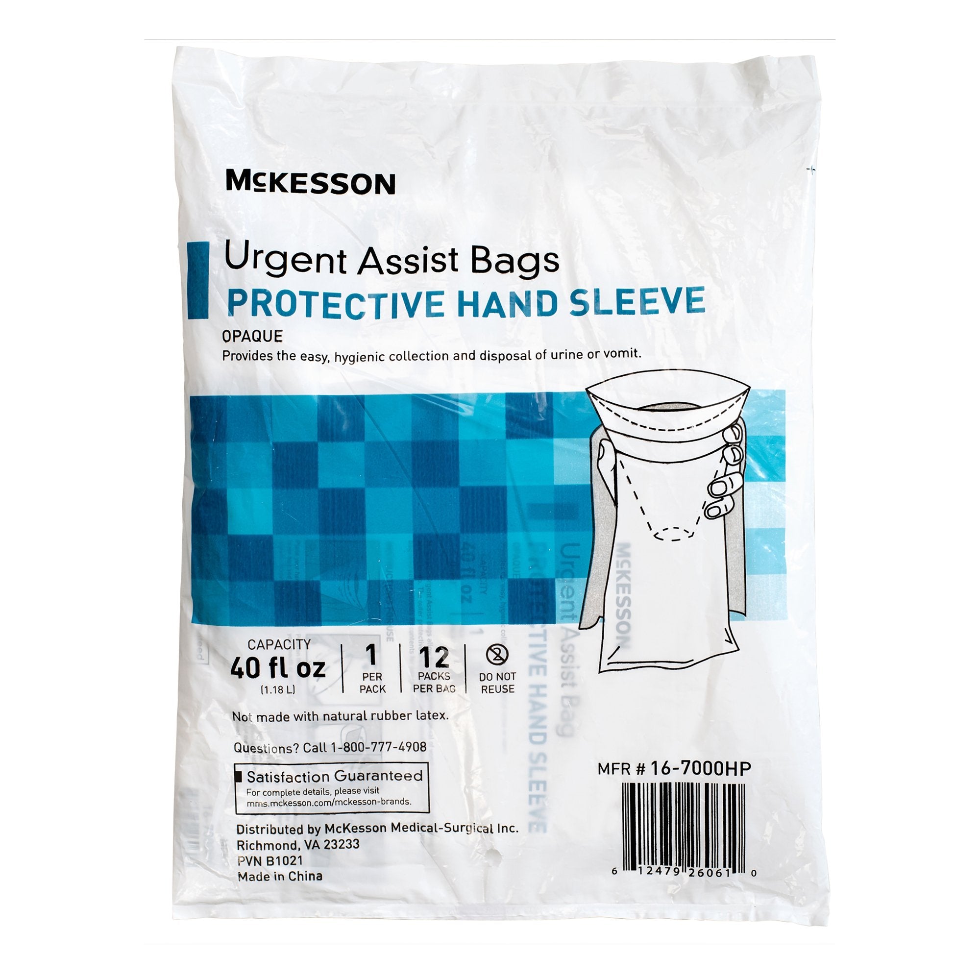McKesson Urgent Assist/Emesis Bag with Protective Hand Sleeve