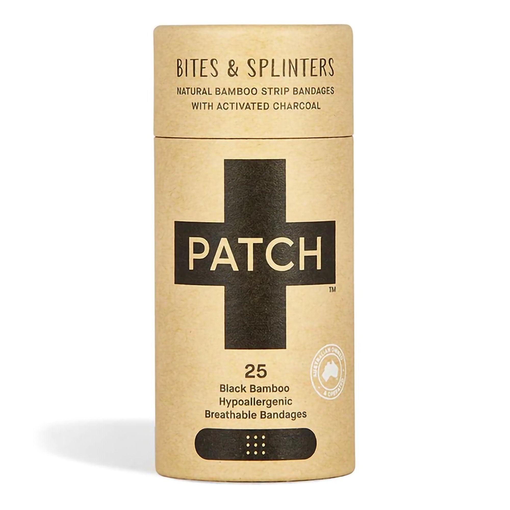 Adhesive Strip Patch™ Bamboo / Activated Charcoal Black 3/4 X 3 Inch Sterile