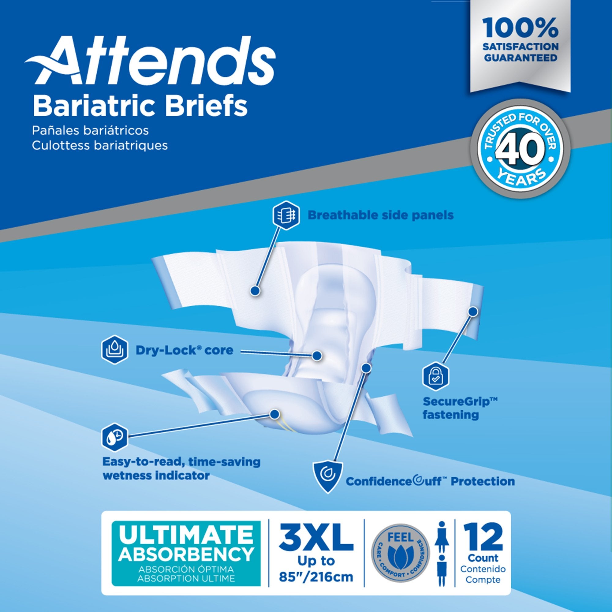 Incontinence Brief Attends® Bariatric Adult 3X-Large Unisex Disposable Heavy Absorbency - image 8