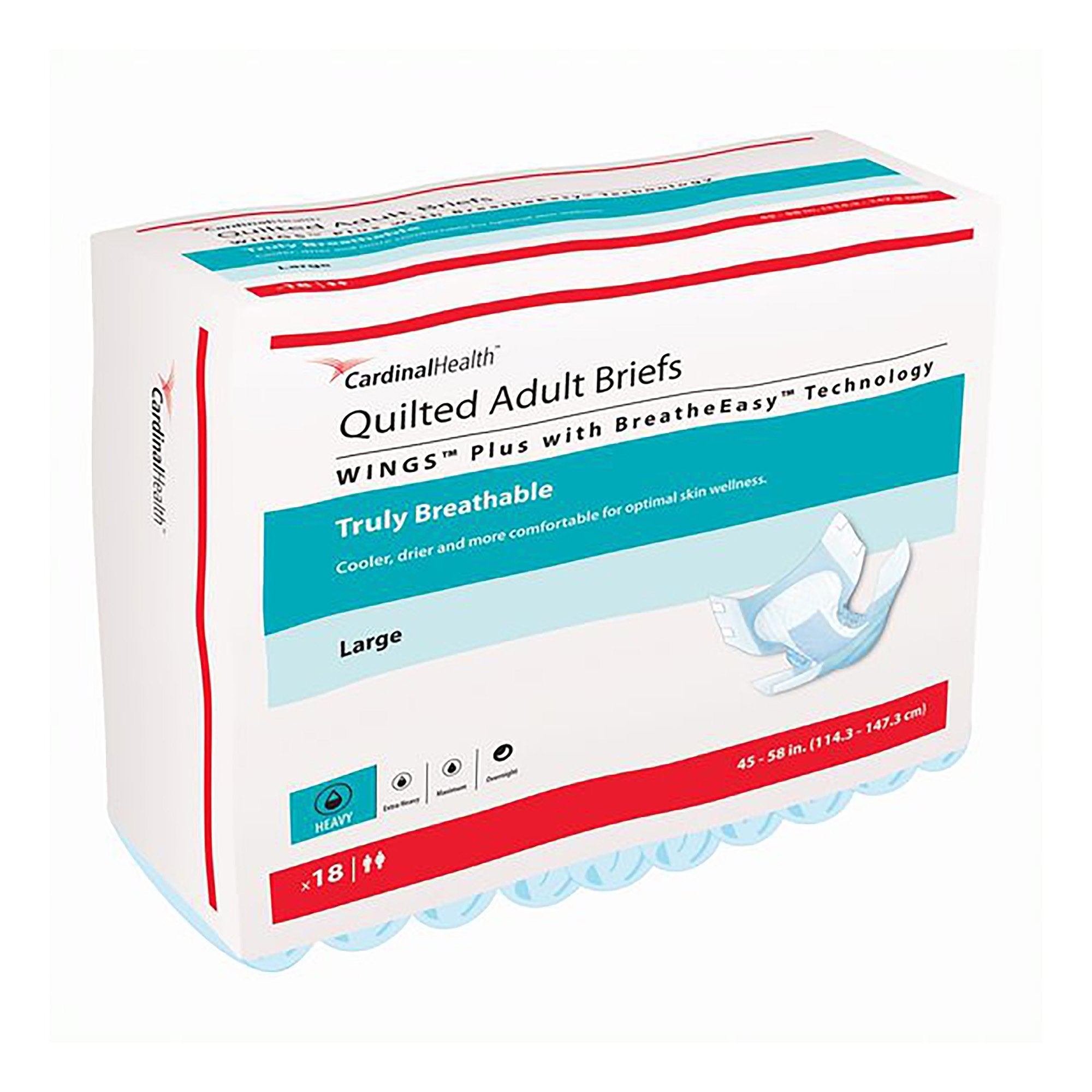 Incontinence Brief Wings™ Quilted Plus with BreatheEasy™ Technology Adult X-Large Unisex Disposable Heavy Absorbency - image 3