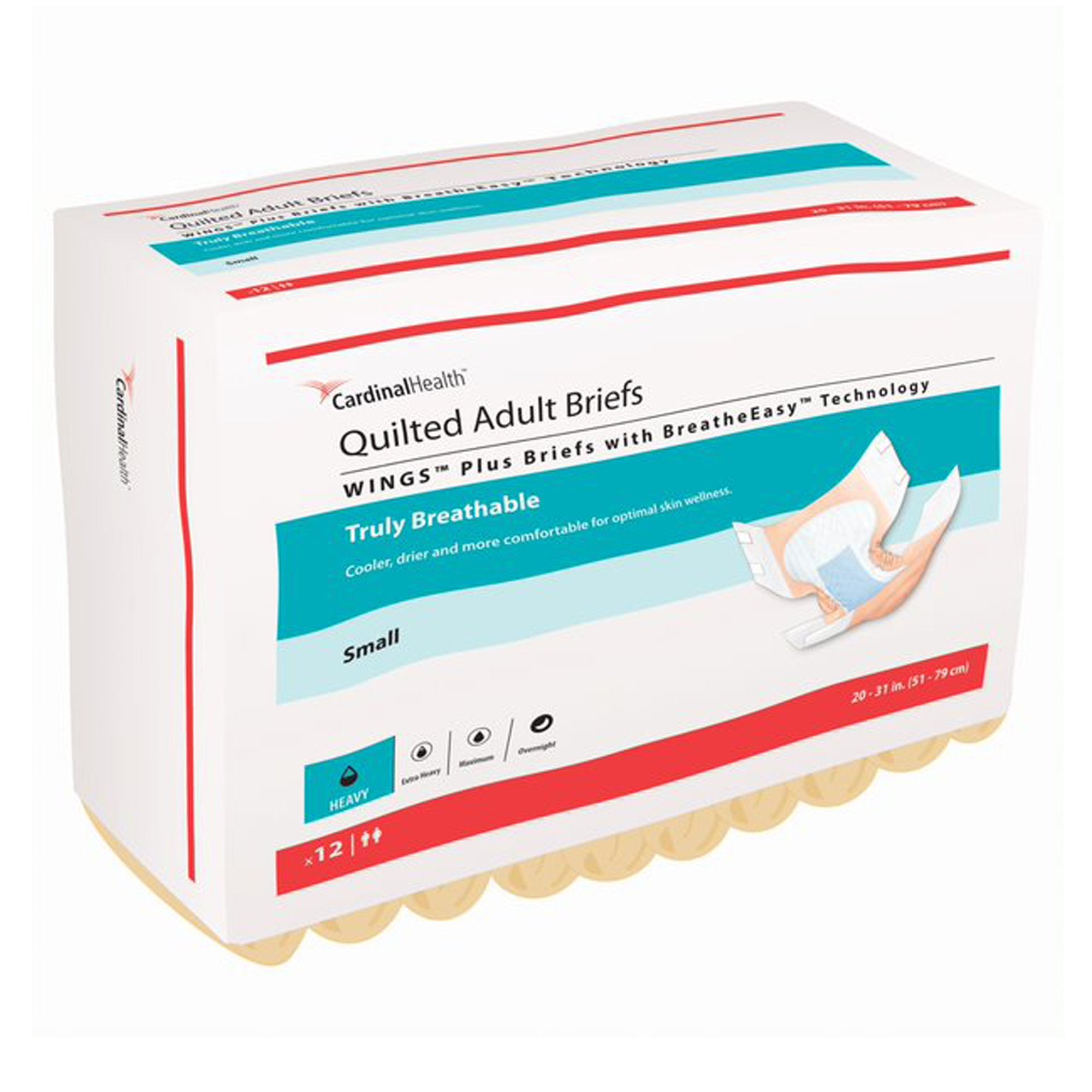 Incontinence Brief Wings™ Quilted Plus with BreatheEasy™ Technology Adult Small Unisex Disposable Heavy Absorbency - image 3