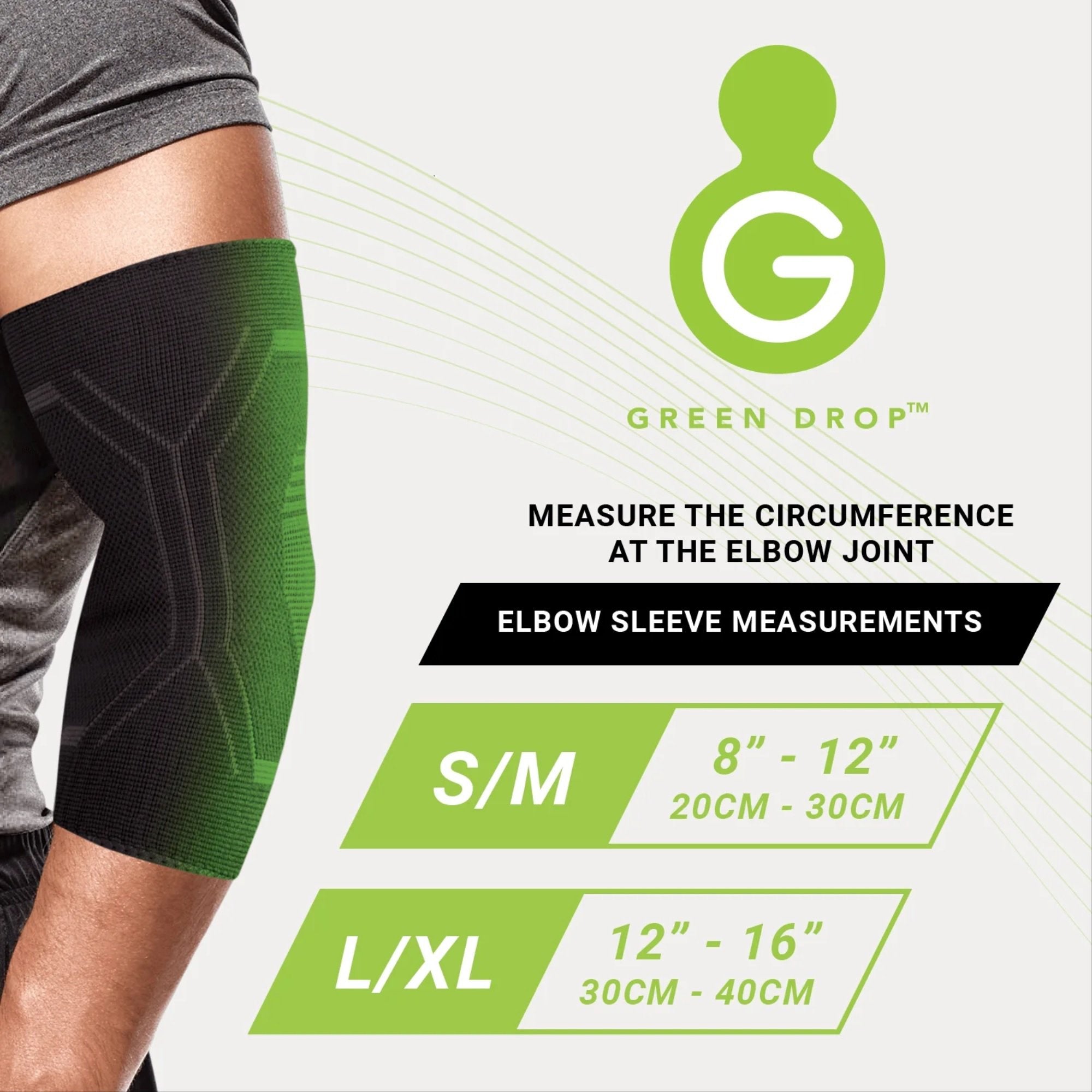 Elbow Support Green Drop™ Large / X-Large Pull-On Sleeve Left or Right Elbow 12 to 16 Inch Elbow Circumference Black - image 2