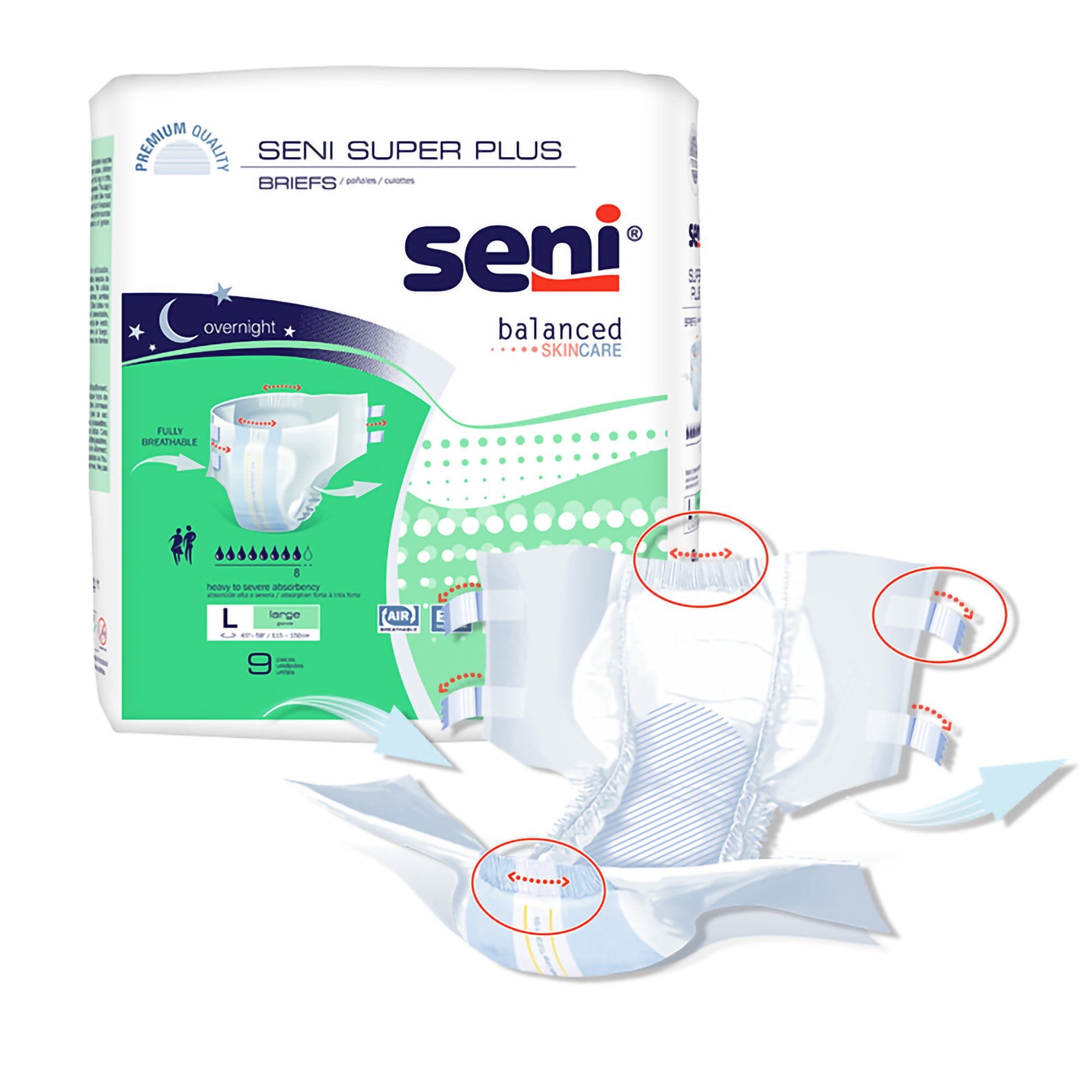 Incontinence Brief Seni® Super Plus Adult Large Unisex Disposable Heavy Absorbency - image 7