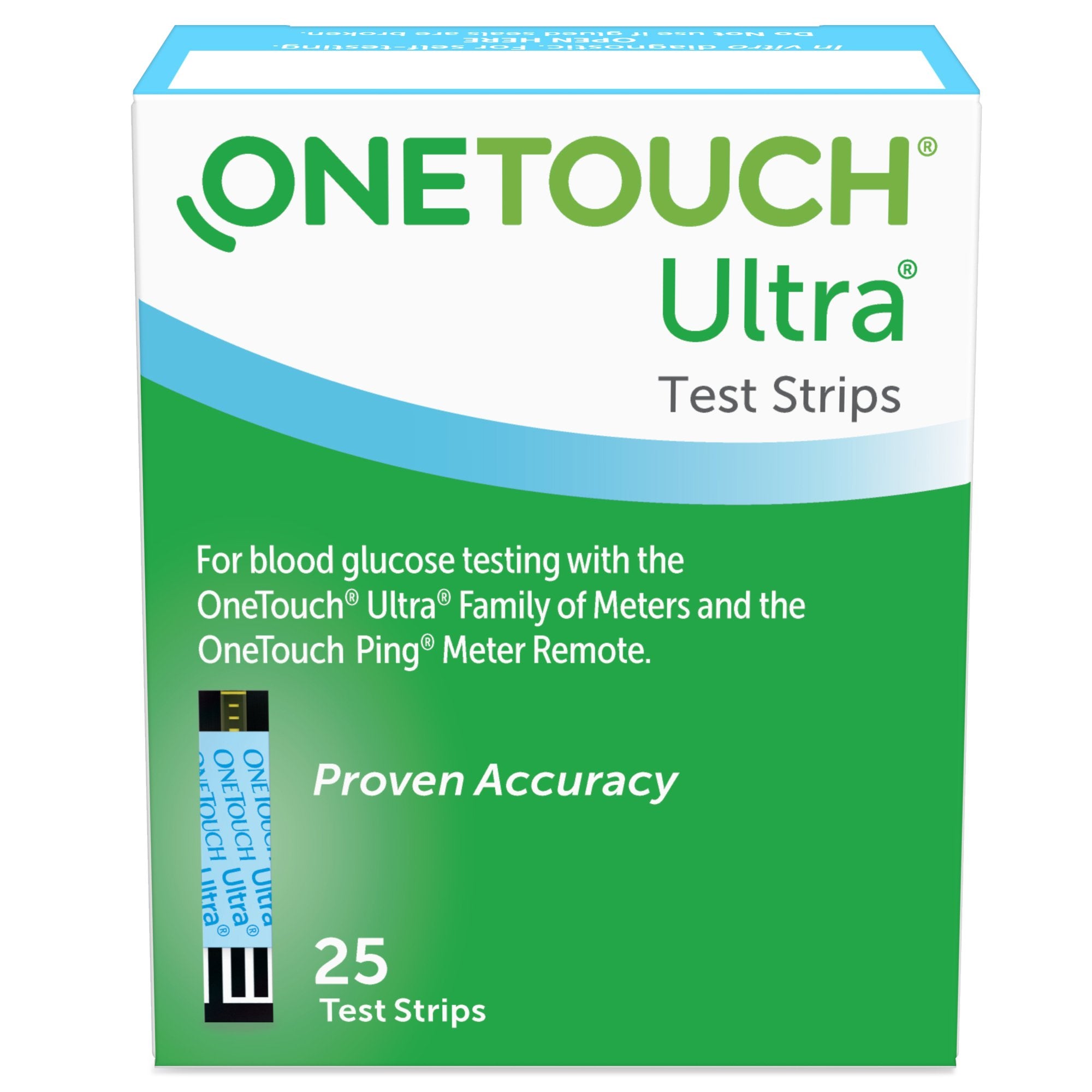 Blood Glucose Test Strips OneTouch® Ultra® 2 25 Strips per Pack For OneTouch® Ultra® Blood Glucose Meter