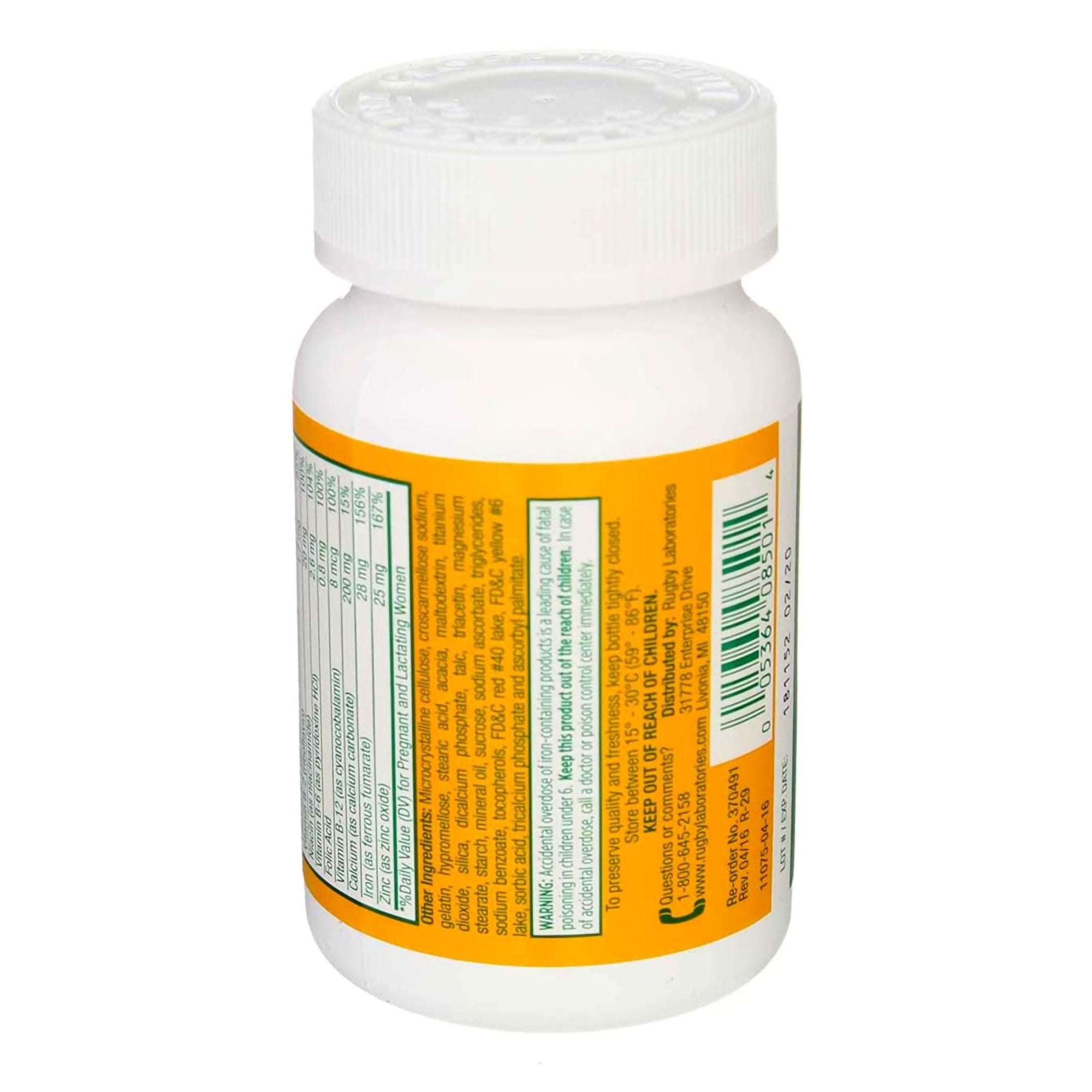 Prenatal Vitamin Supplement Rugby® PNV no.95 / Ferrous fum / Folic ac Tablet 100 per Bottle - image 4