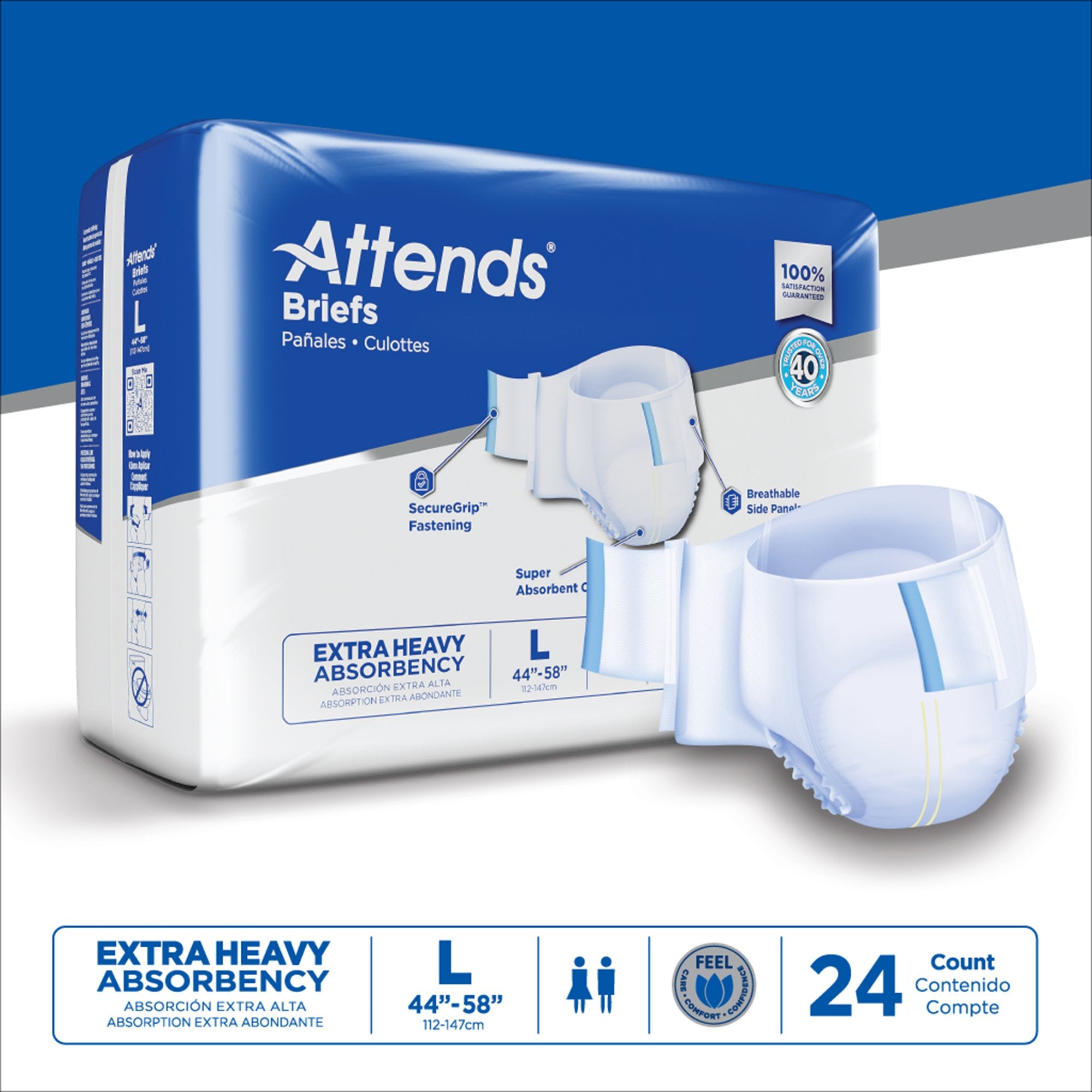 Incontinence Brief Attends® Care Advanced Adult Large Unisex Disposable Heavy Absorbency - image 9