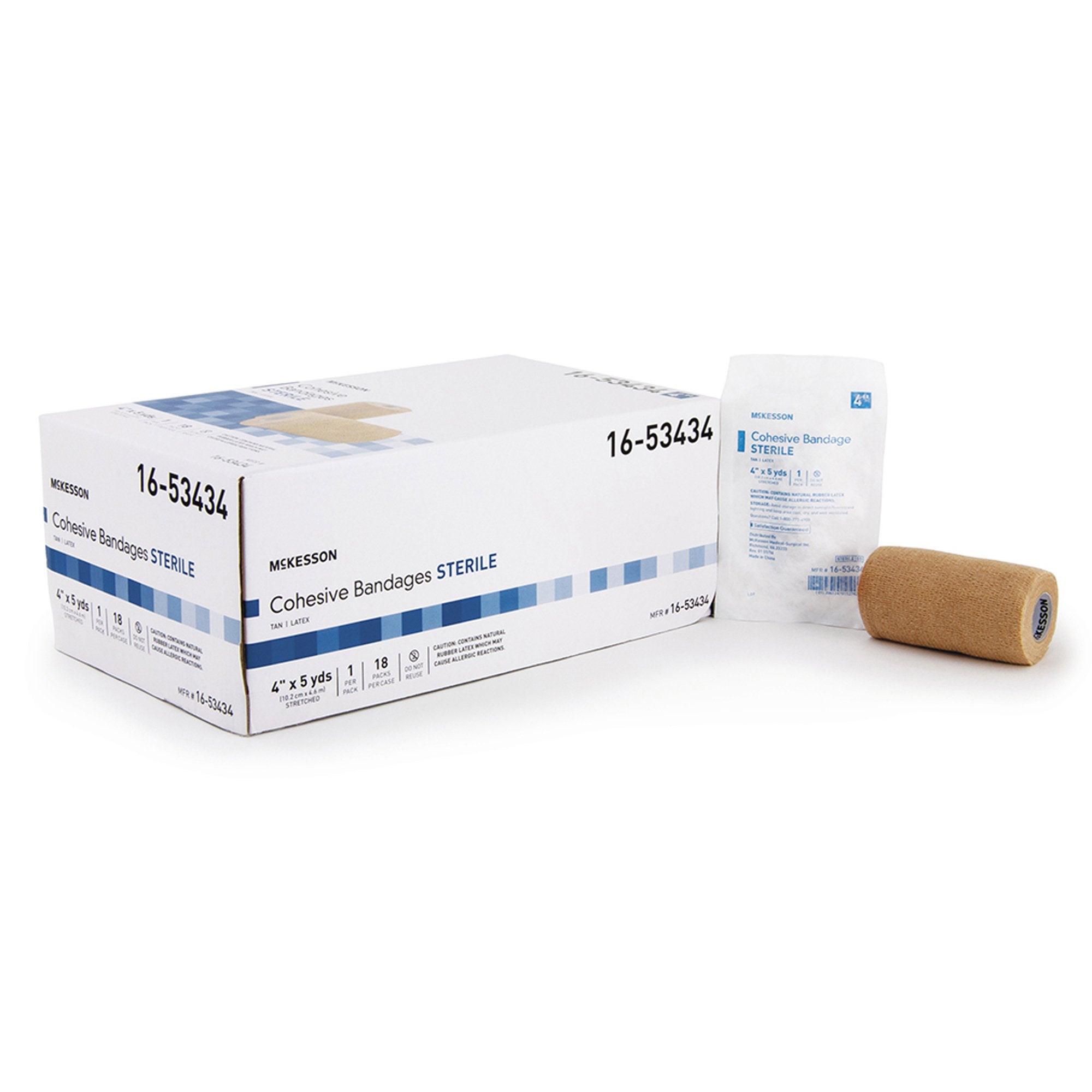 Cohesive Bandage McKesson 4 Inch X 5 Yard Self-Adherent Closure Tan Sterile Standard Compression - image 3