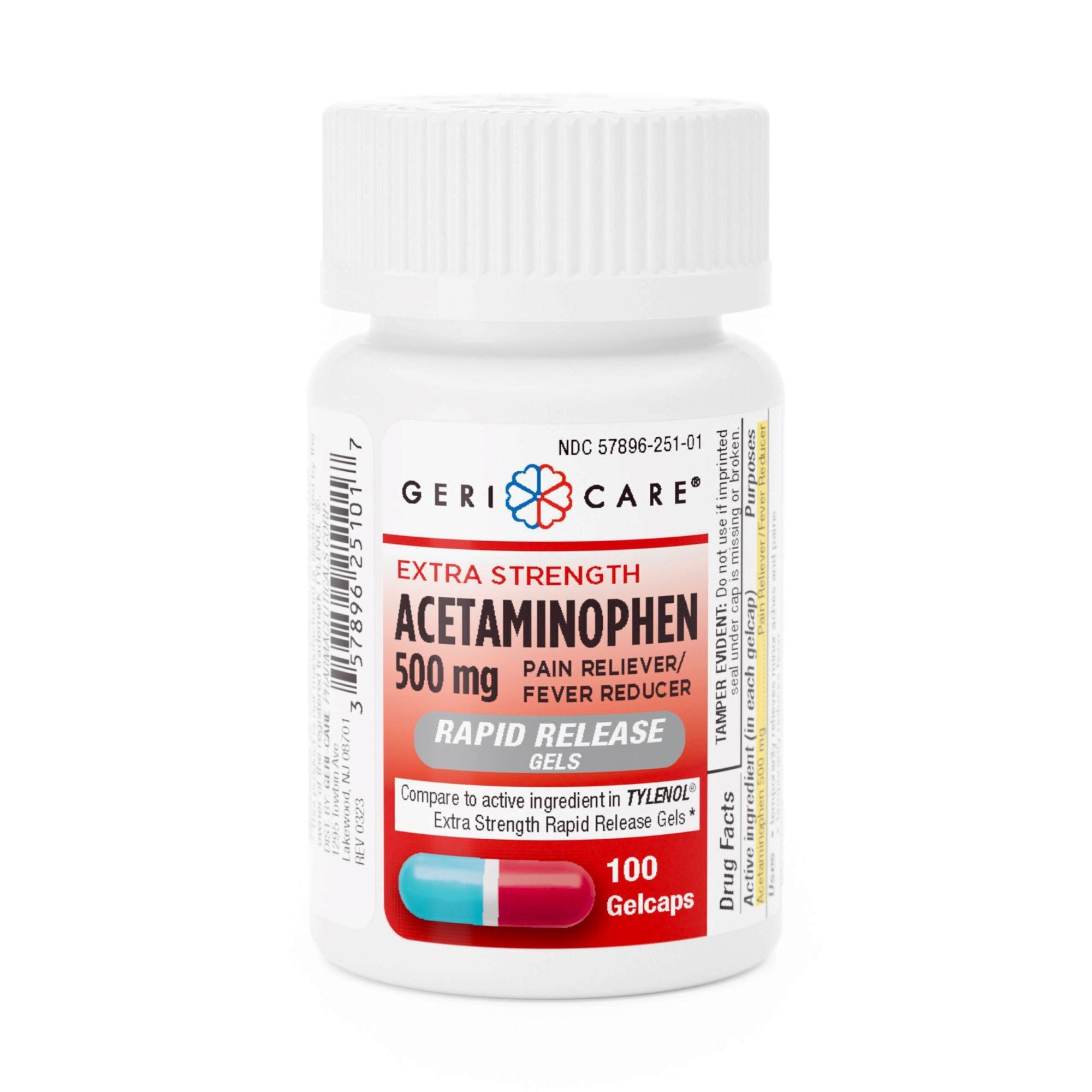 Pain Relief Geri-Care® 500 mg Strength Acetaminophen Gelcap 100 per Bottle