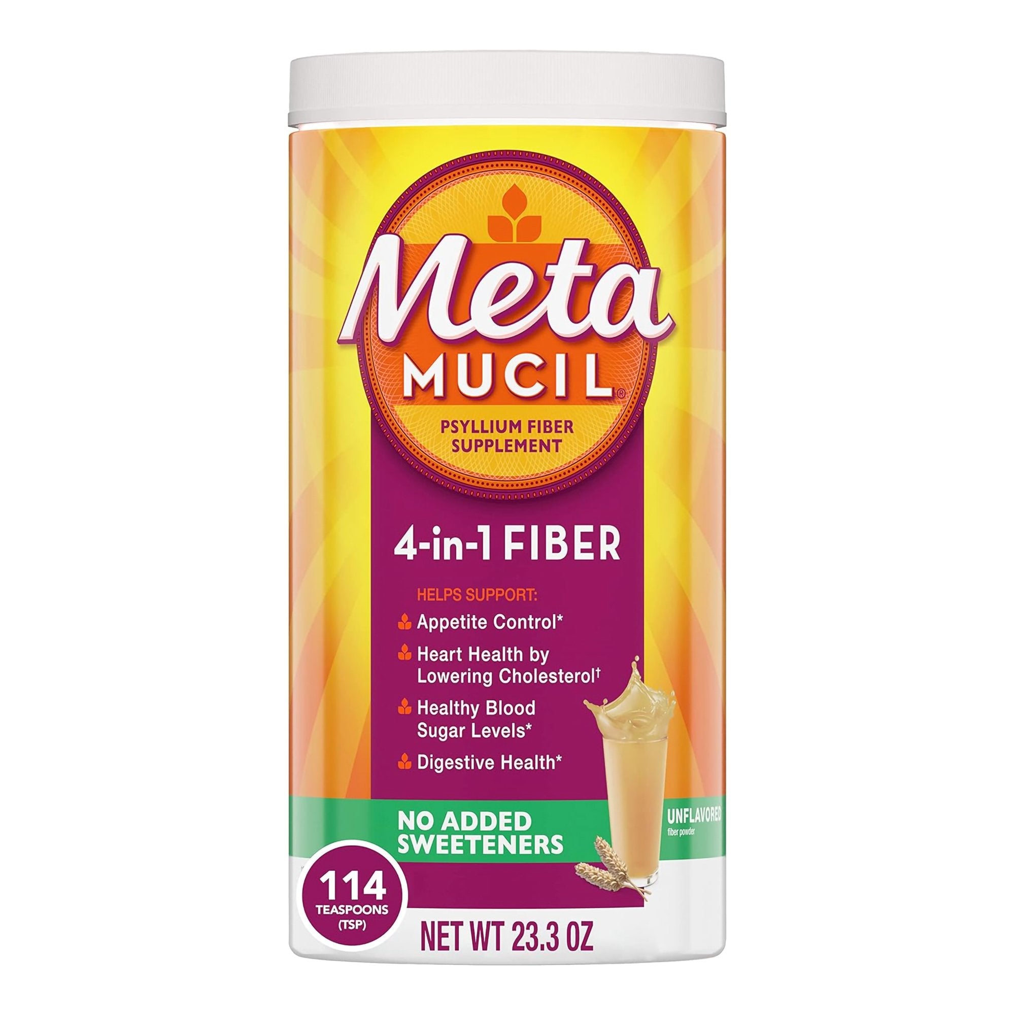 Fiber Supplement Metamucil® Unflavored Powder 23.3 oz. Psyllium Husk
