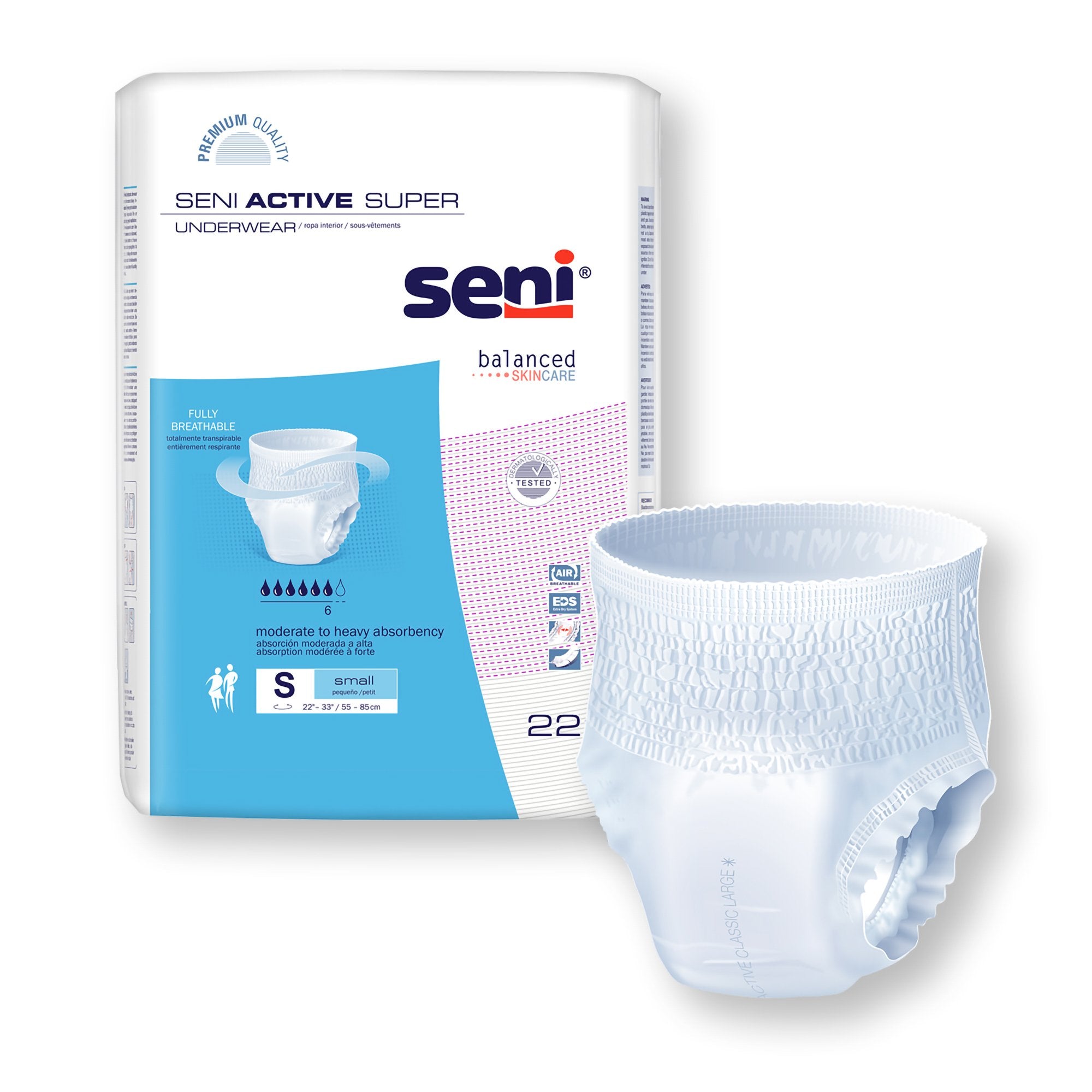 Absorbent Underwear Seni® Active Super Pull On with Tear Away Seams Adult Small Unisex Disposable Moderate Absorbency - image 6