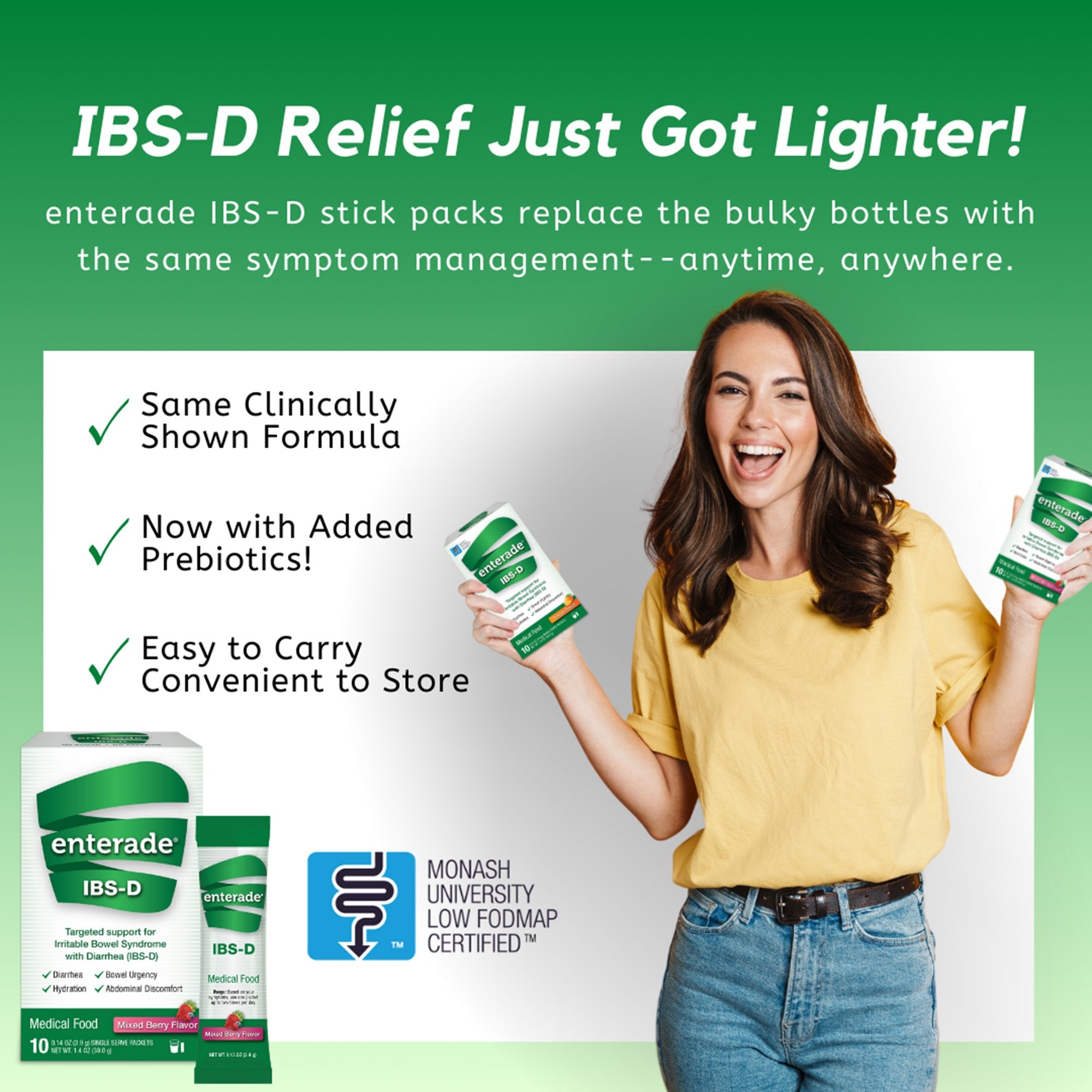 Oral Supplement enterade® IBS-D Mixed Berry Flavor Powder 0.14 oz. Individual Packet - image 5
