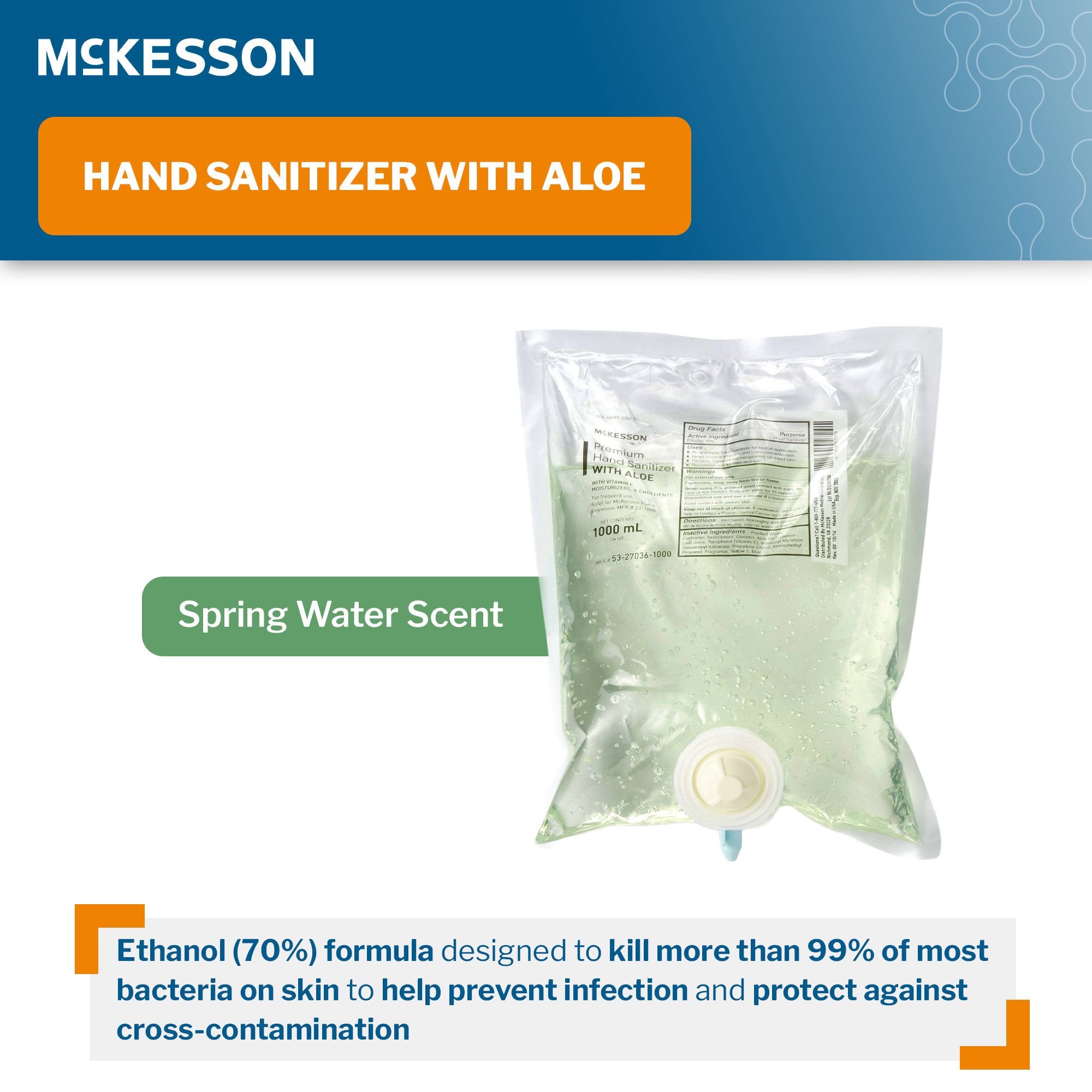 Hand Sanitizer with Aloe McKesson Premium 1,000 mL Ethyl Alcohol Gel Dispenser Refill Bag - image 3