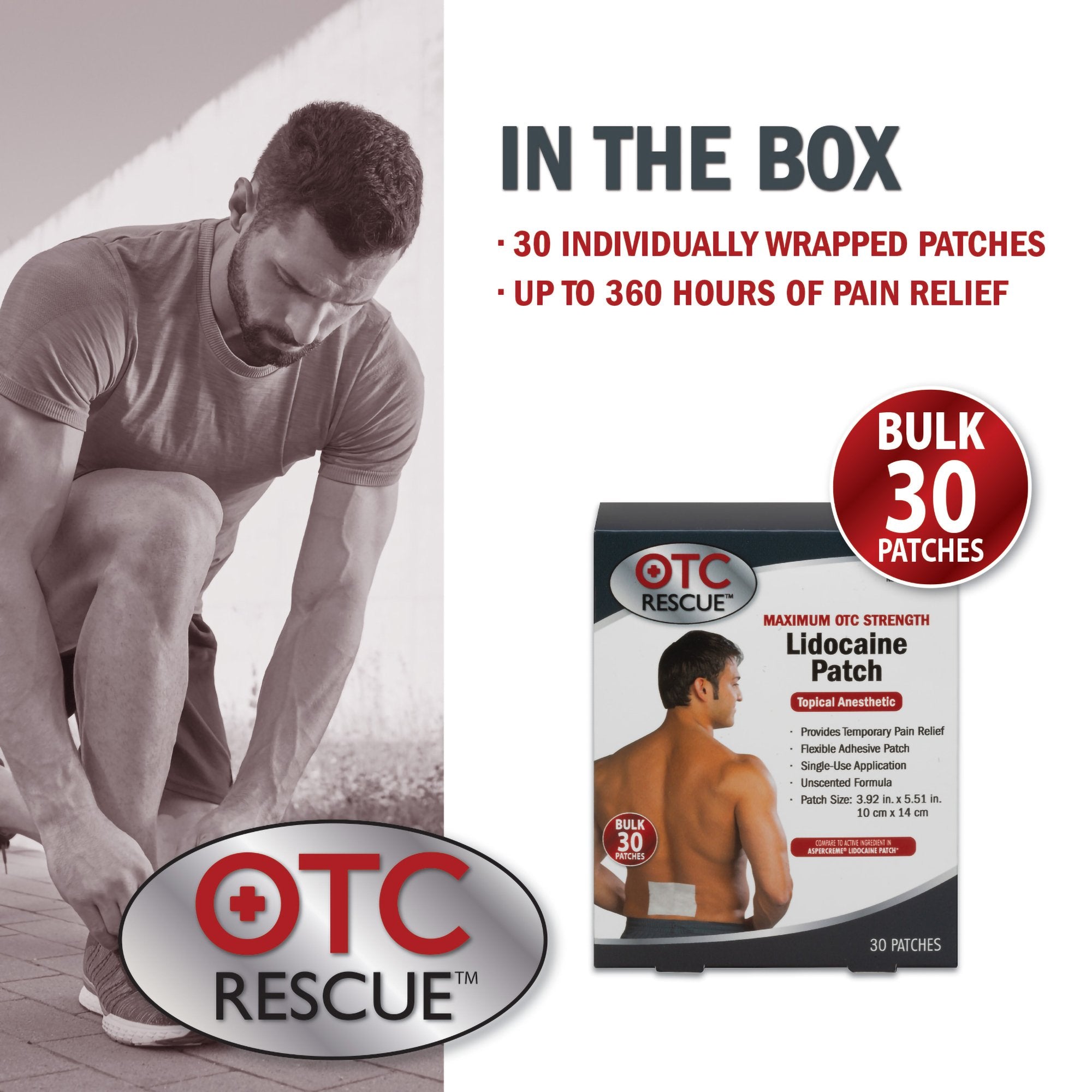 Topical Pain Relief OTC RESCUE 4% Strength Lidocaine Patch 30 per Box - image 8