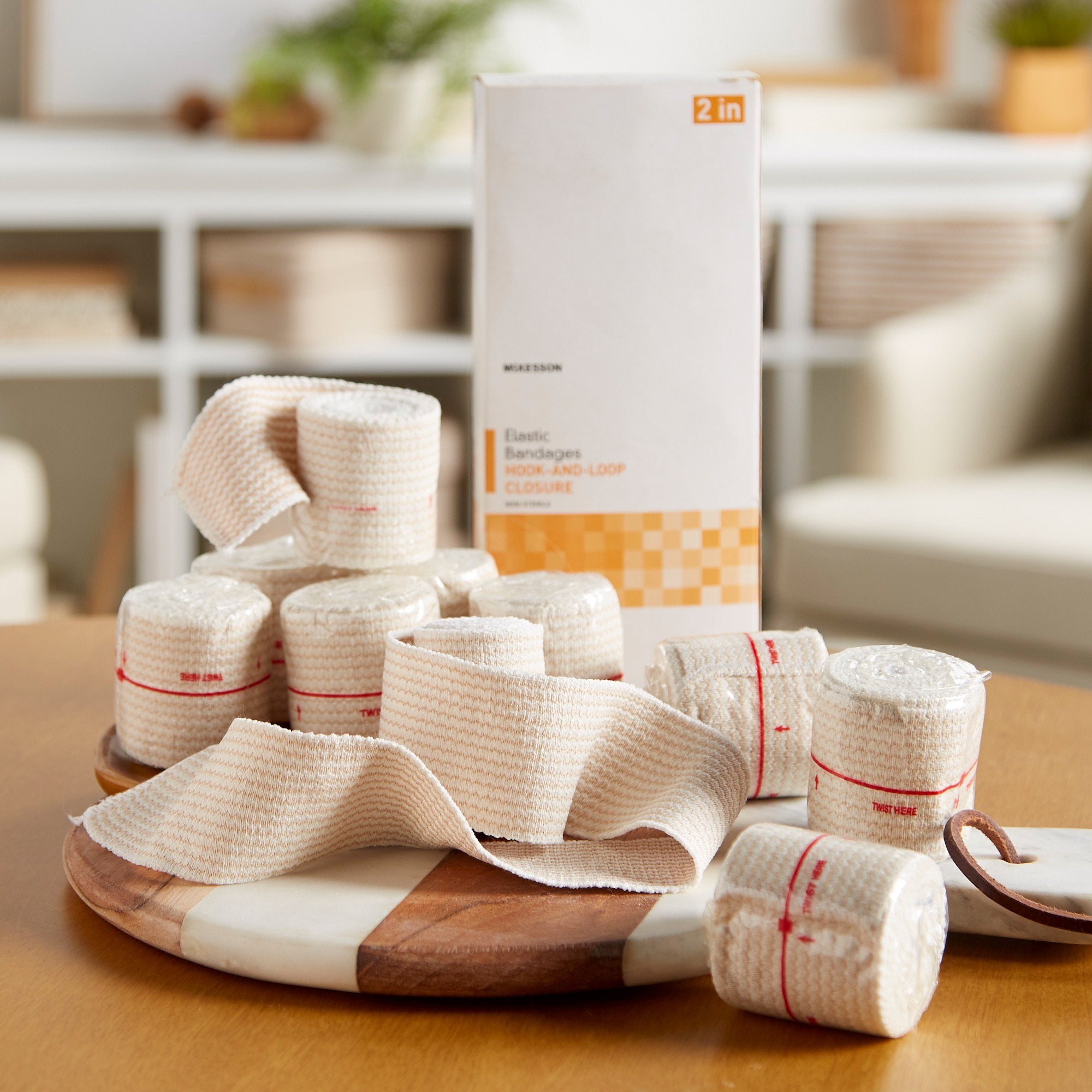 Elastic Bandage McKesson 2 Inch X 5 Yard Single Hook and Loop Closure Tan NonSterile Standard Compression - image 4