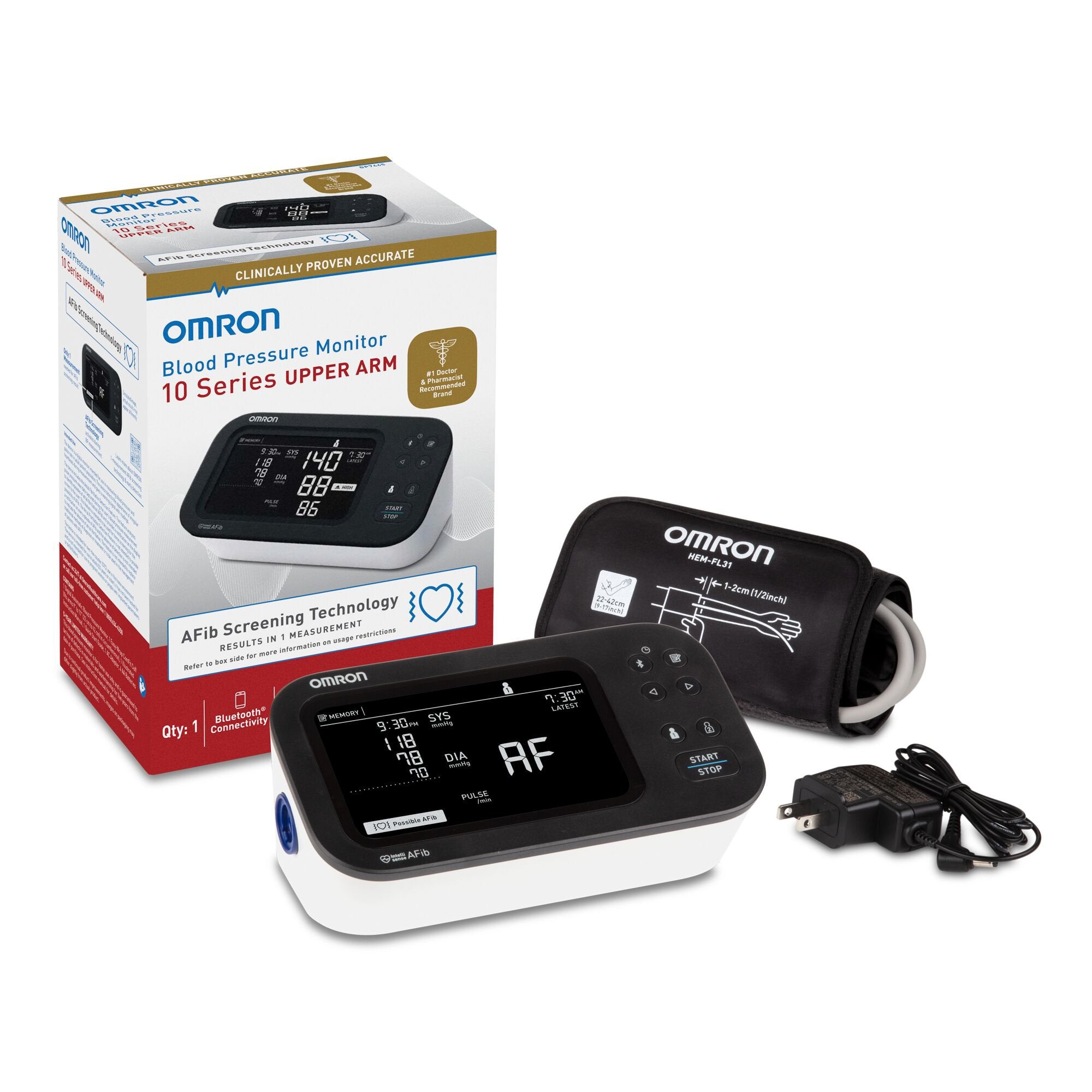 Digital Blood Pressure Monitor Omron 10 Series® Adult Cuff Nylon Cuff 9 to 17 Inch Desk Model
