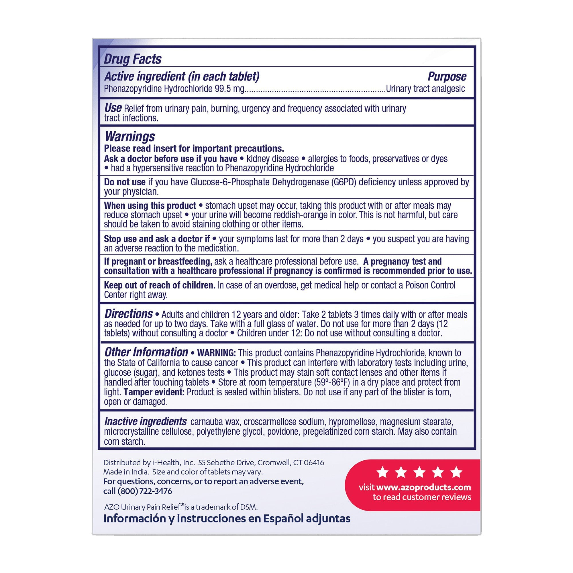 Urinary Pain Relief AZO® Maximum Strength 99.5 mg Strength Phenazopyridine Hydrochloride Tablet 12 per Box - image 2