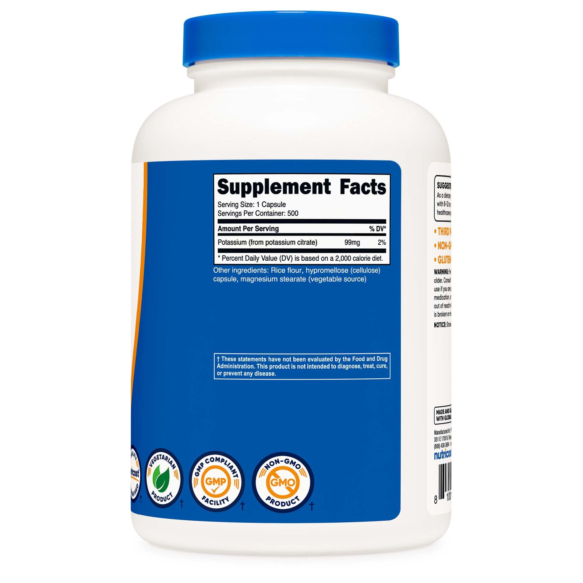 Dietary Supplement nutricost® Potassium Citrate 99 mg Strength Capsule 500 Per Bottle - image 3
