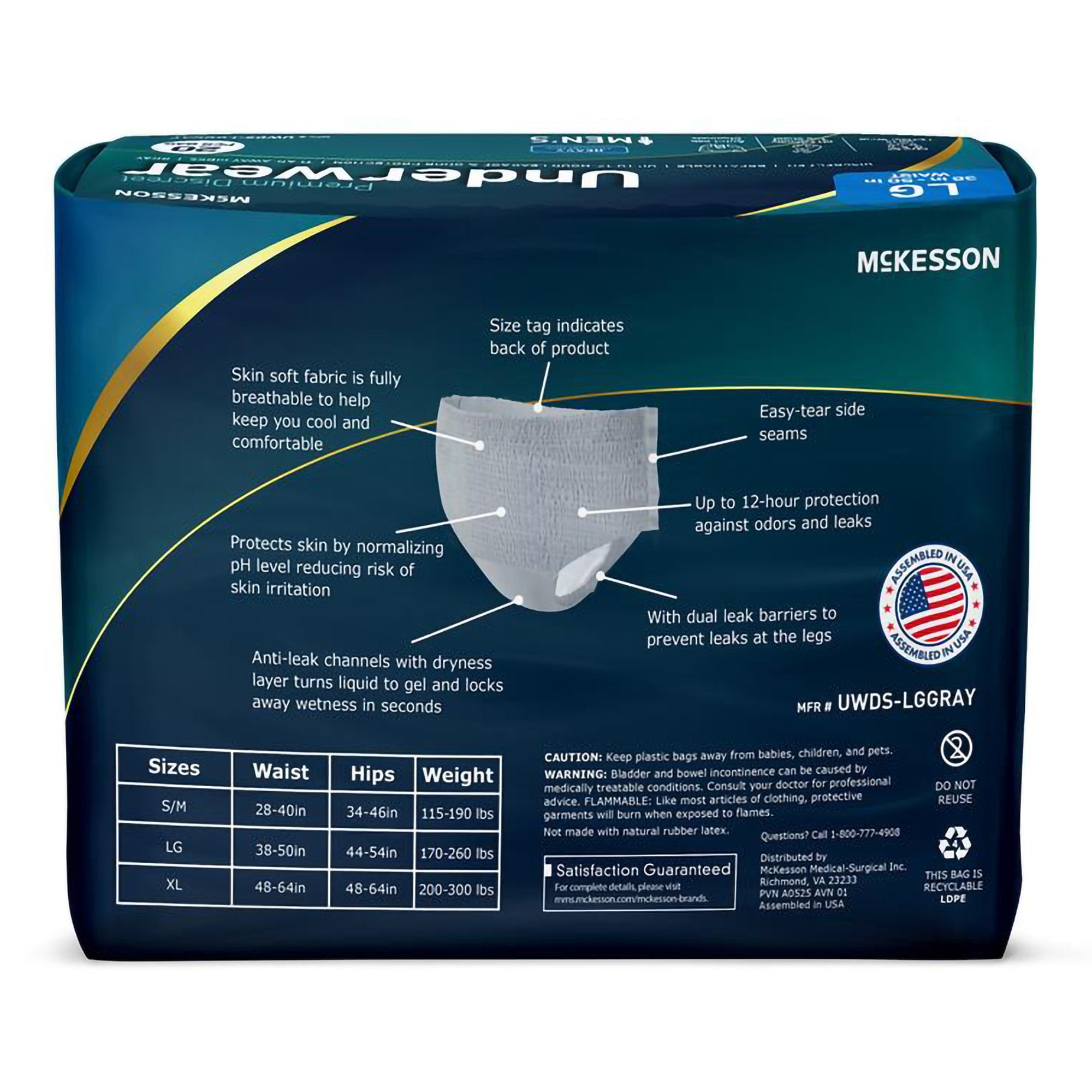 Absorbent Underwear McKesson Premium Discreet Heavy Pull On with Tear Away Seams Adult Large Male Disposable Heavy Absorbency - image 10