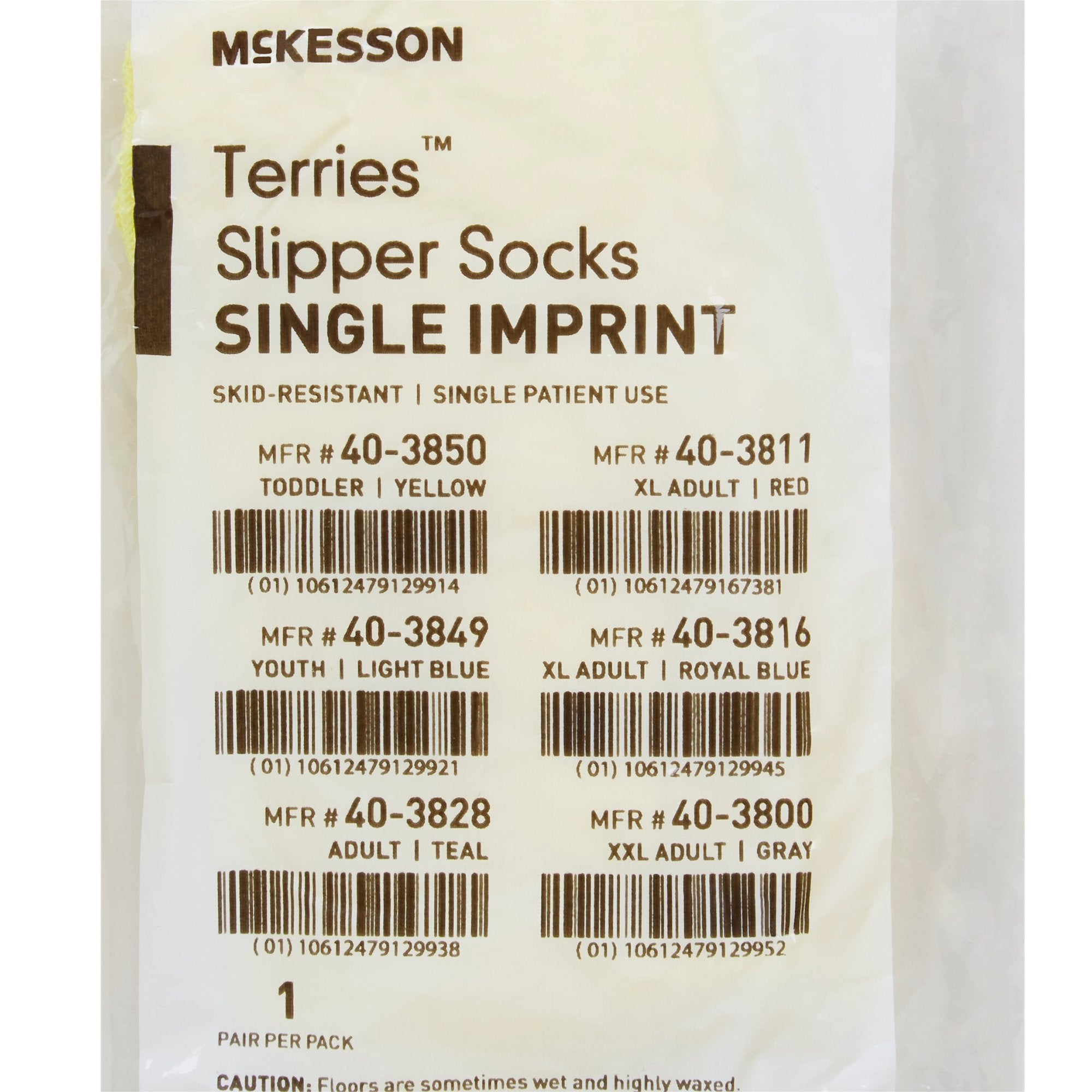 Slipper Socks McKesson Terries™ Unisex Toddler Single Tread Single Patient Use Yellow - image 4