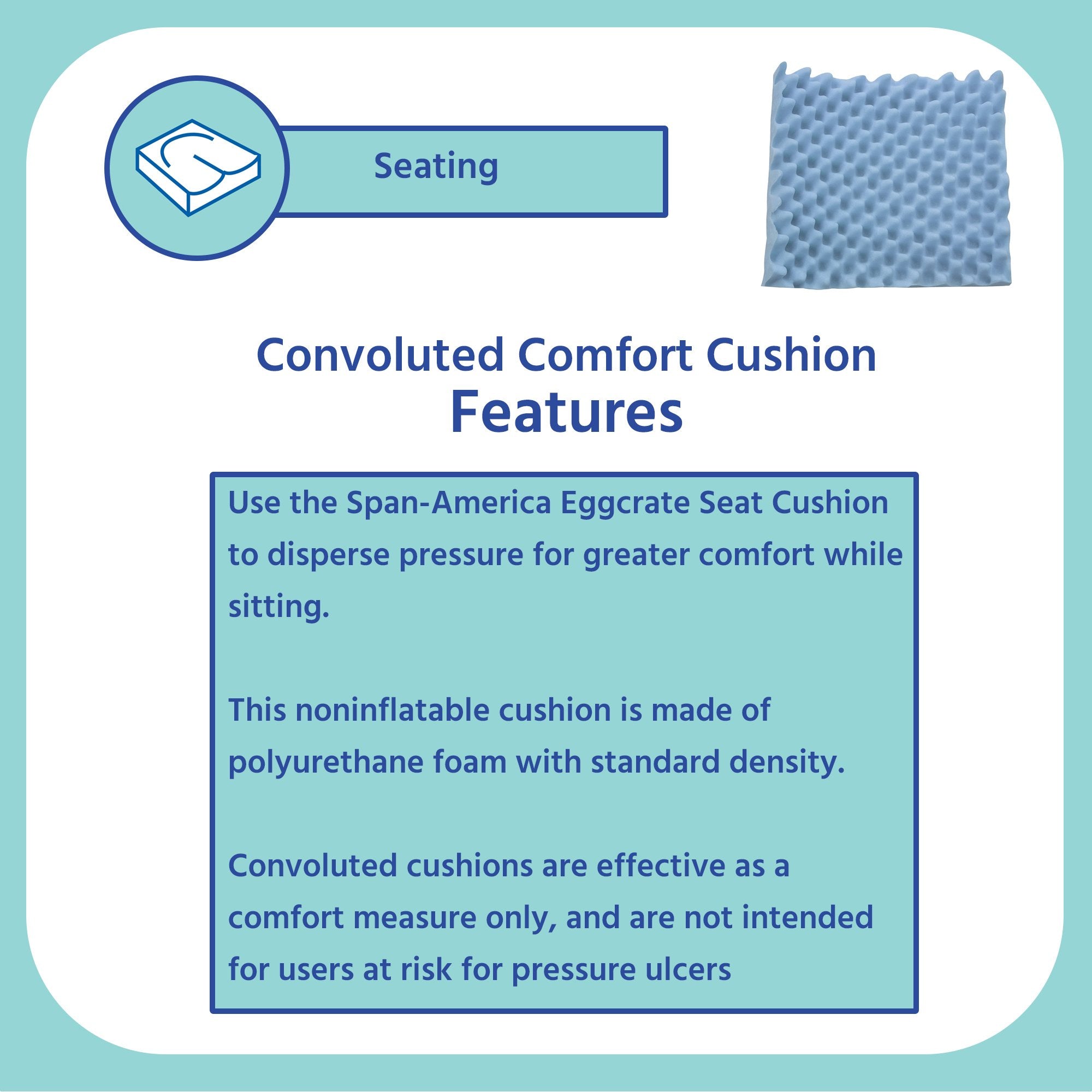 Seat Cushion Convoluted Comfort 18 W X 16 L X 4 D Inch Convoluted Foam - image 4