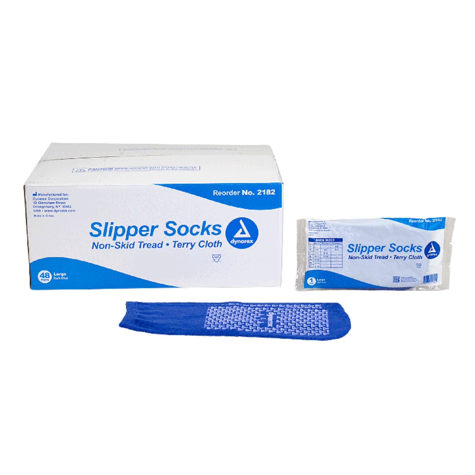 Slipper Socks Dynarex Unisex Adult Large Single Tread Single Patient Use Blue - image 4