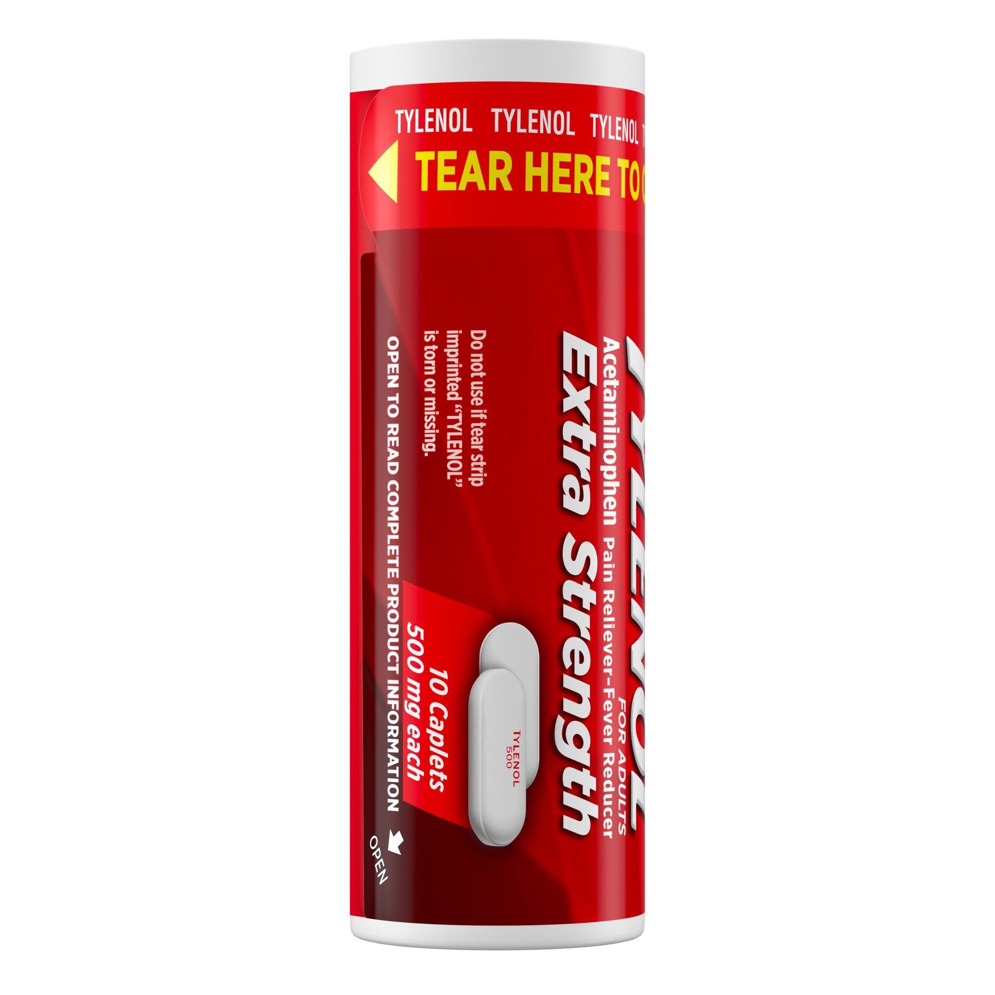 Pain Relief Tylenol® Extra Strength 500 mg Strength Acetaminophen Caplet 10 per Bottle - image 3